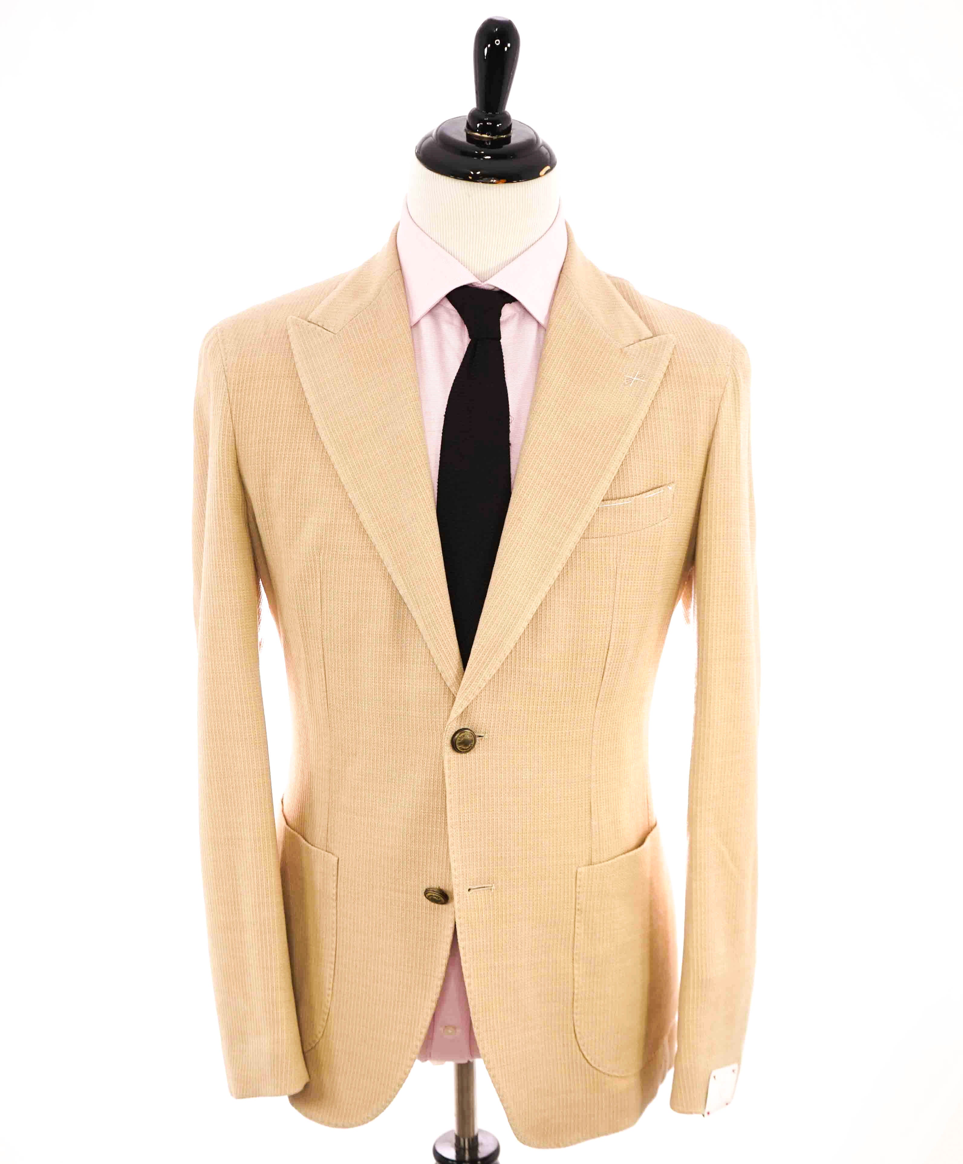 $1,495 ELEVENTY - LORO PIANA *JERSLEY* Ribbed Wool Neutral Blazer - 40 (50 EU)