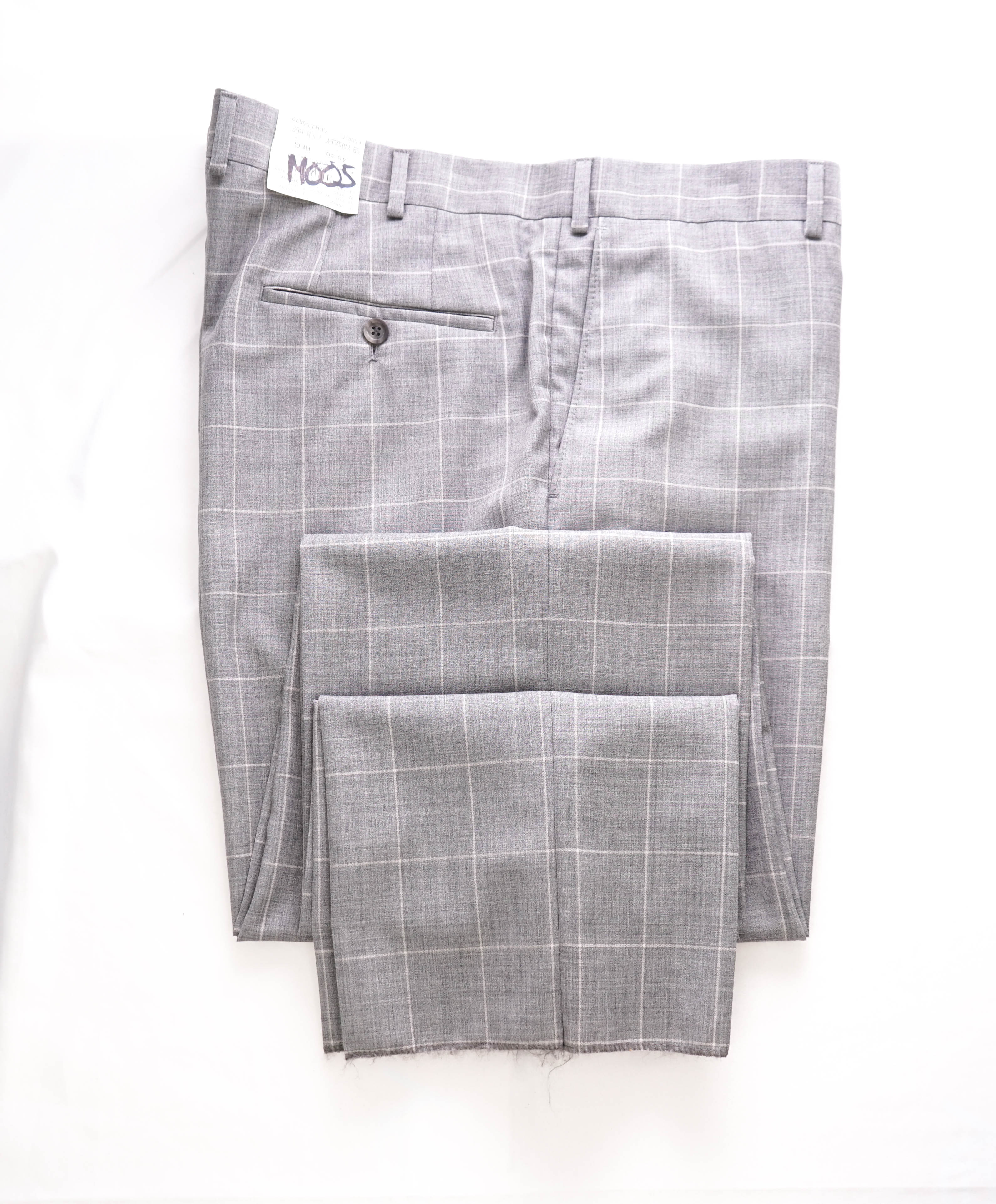 SAMUELSOHN - "Super 130's" Neutral Windowpane Flat Front Pants - 40W