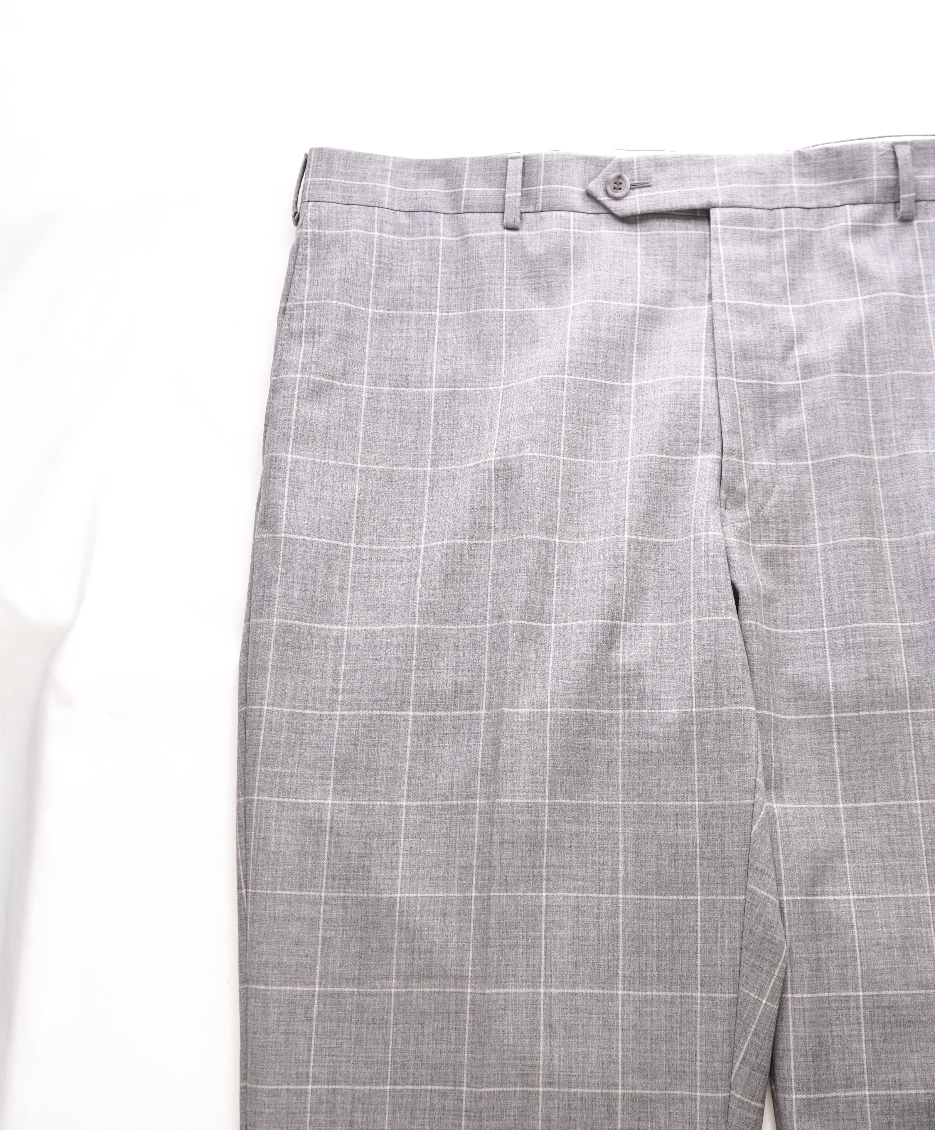 SAMUELSOHN - "Super 130's" Neutral Windowpane Flat Front Pants - 40W