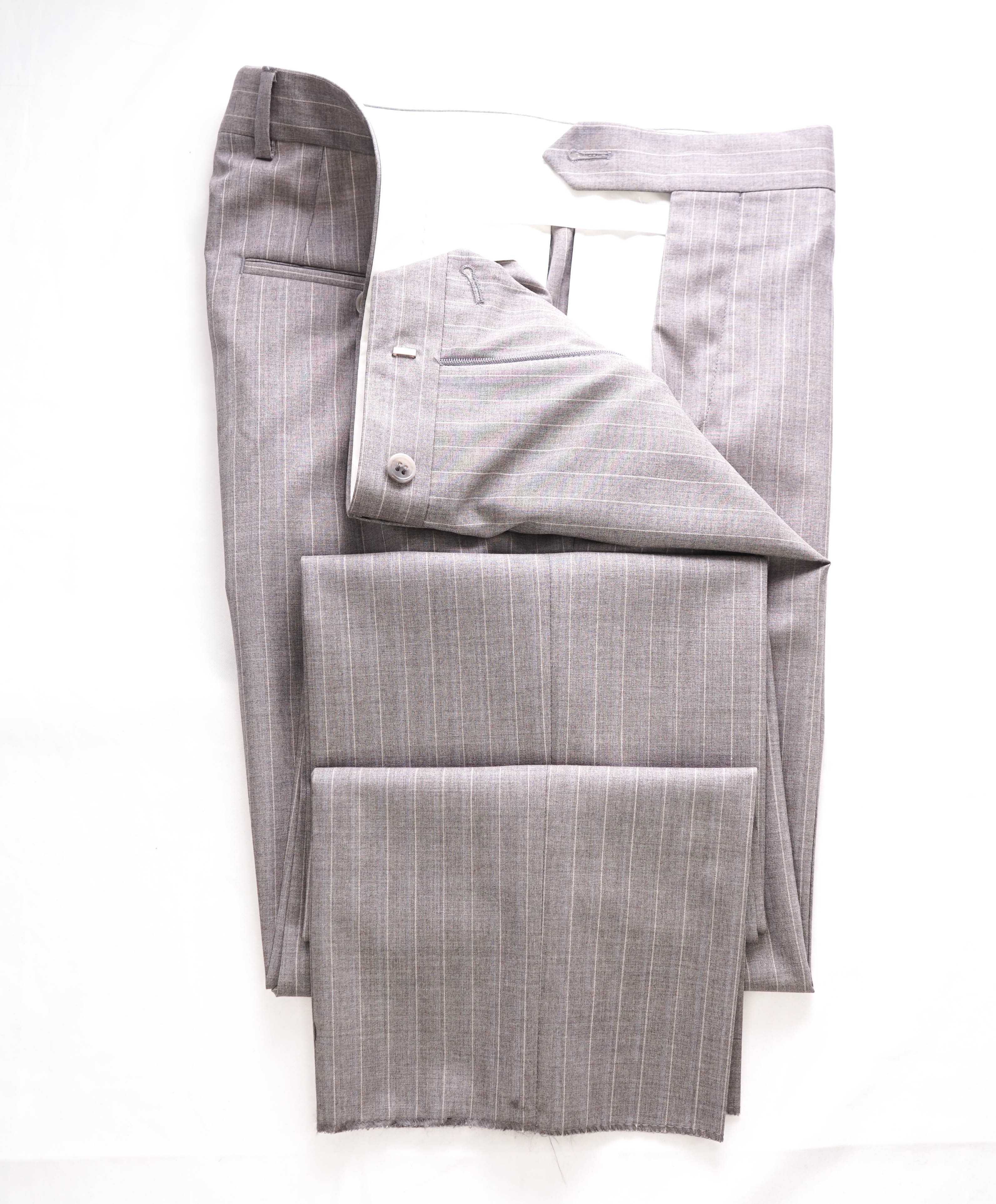 SAMUELSOHN - "Super 130's" Textured Neutral Stripe Flat Front Pants - 32W