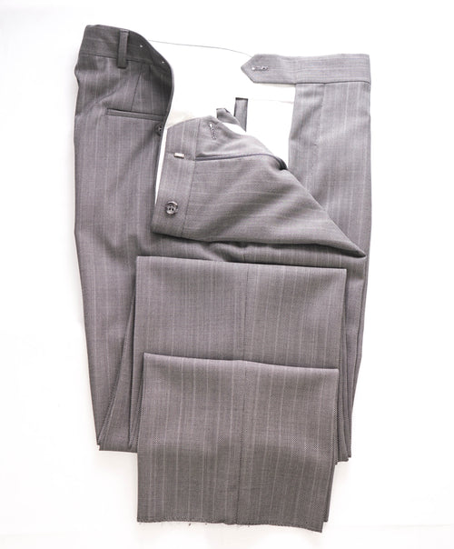 SAMUELSOHN - "Super 130's" Textured Medium Gray Flat Front Pants - 36W