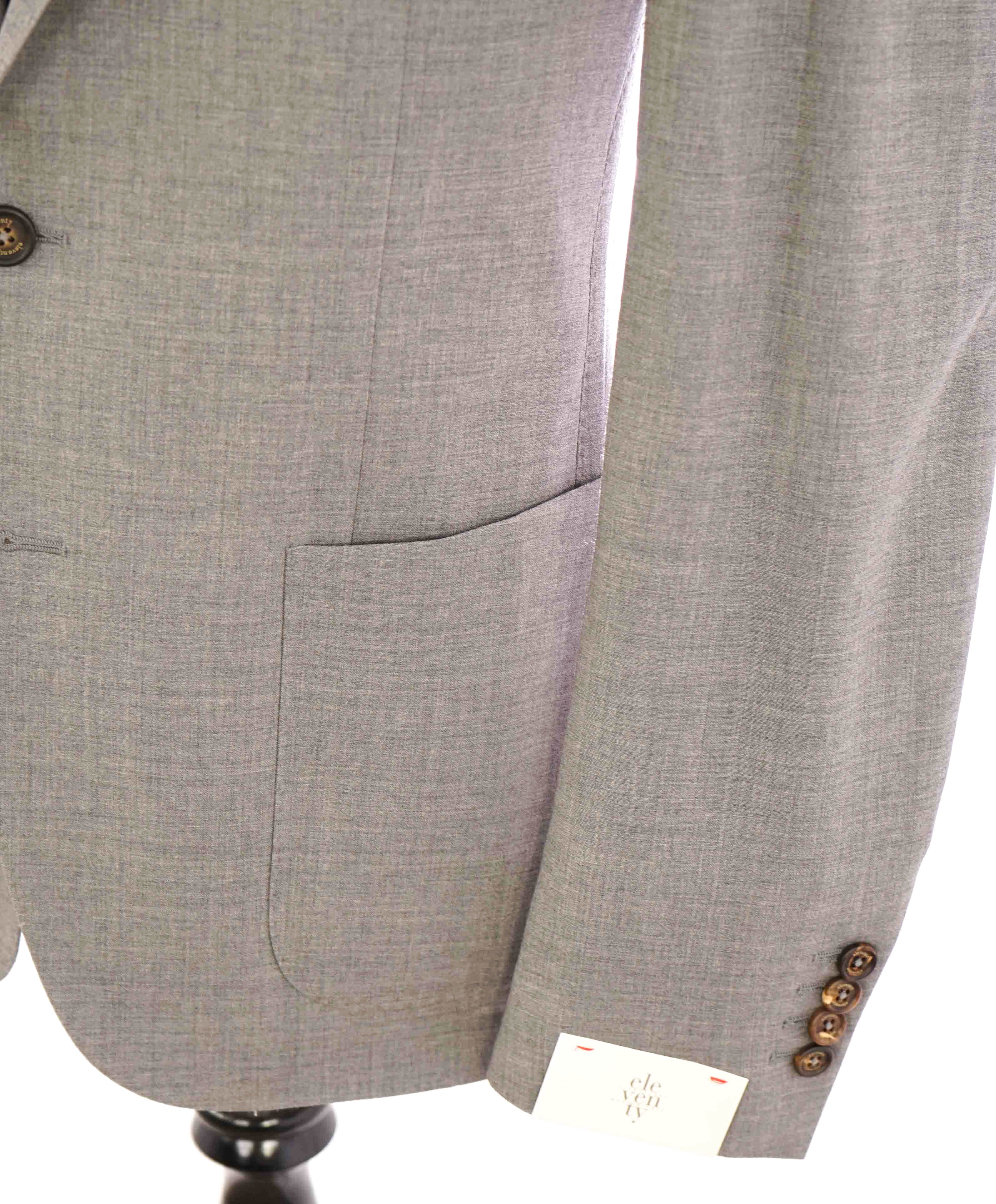 $1,195 ELEVENTY - Notch Lapel Gray Semi-Lined Patch Pocket Blazer - 40 US (50EU)