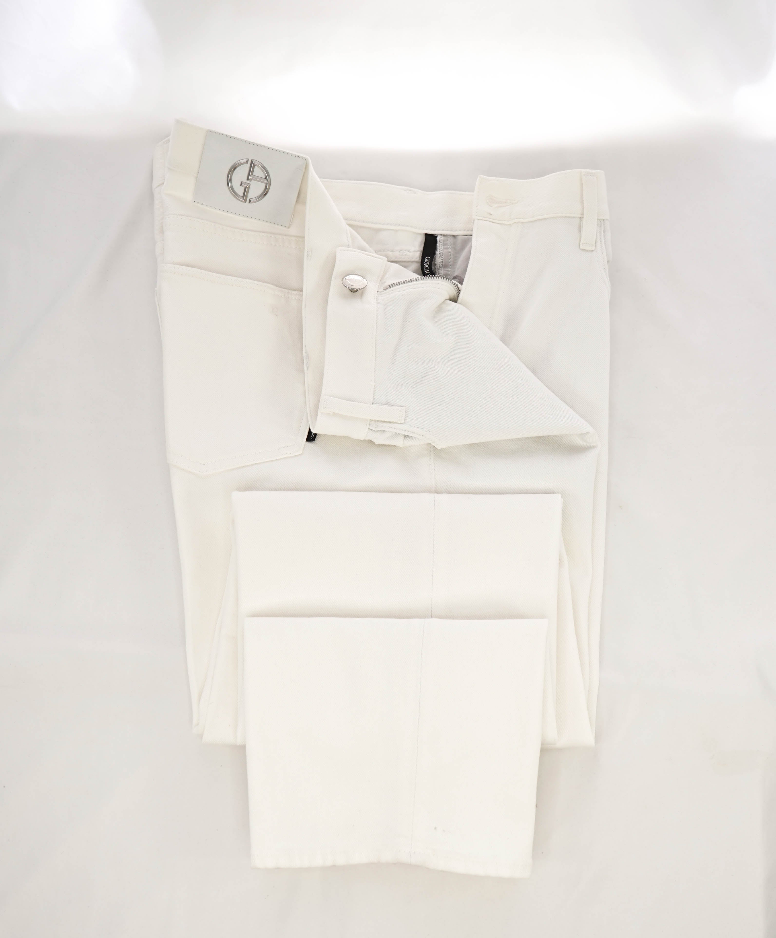 GIORGIO ARMANI - LARGE LOGO White 5-Pocket Denim Jeans Pants  - 40W