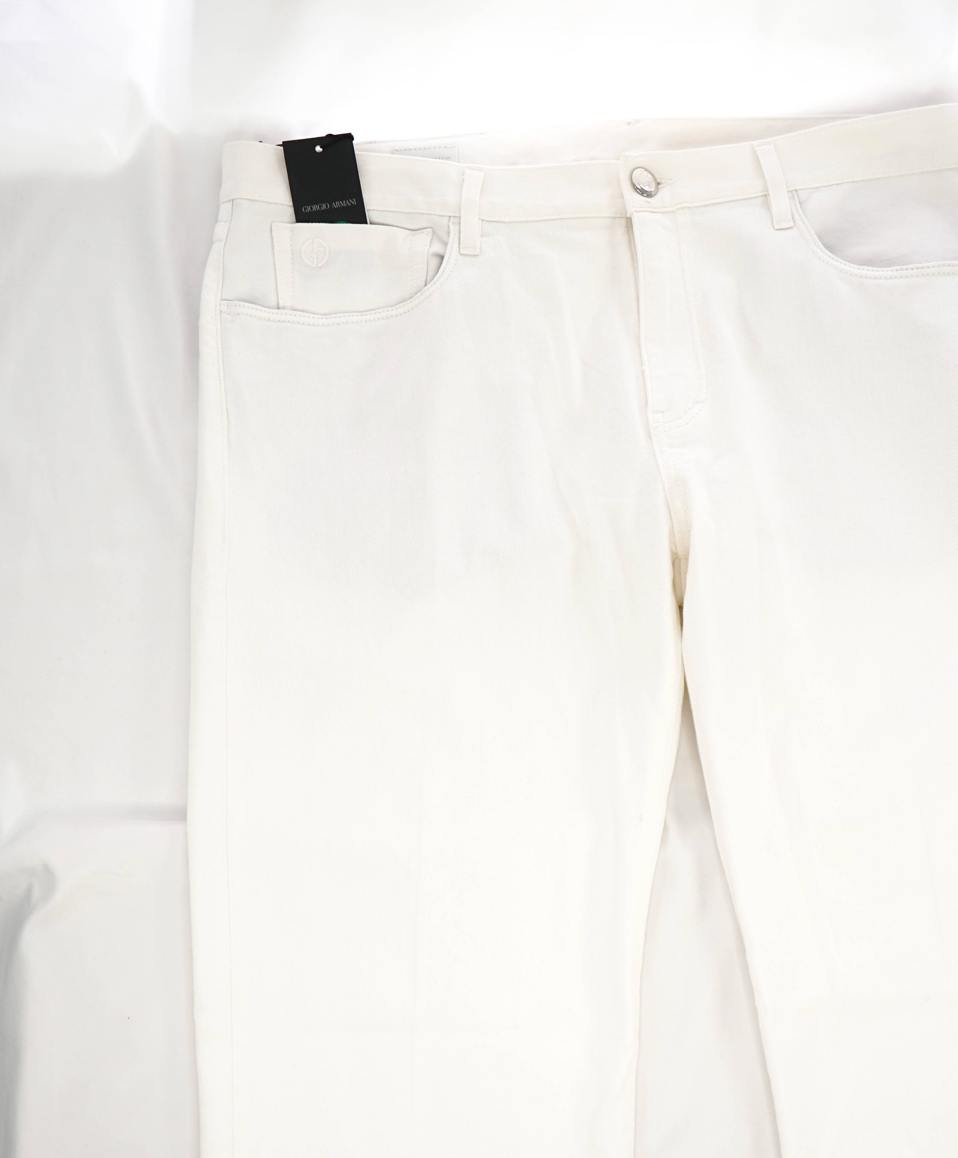 GIORGIO ARMANI - LARGE LOGO White 5-Pocket Denim Jeans Pants  - 40W