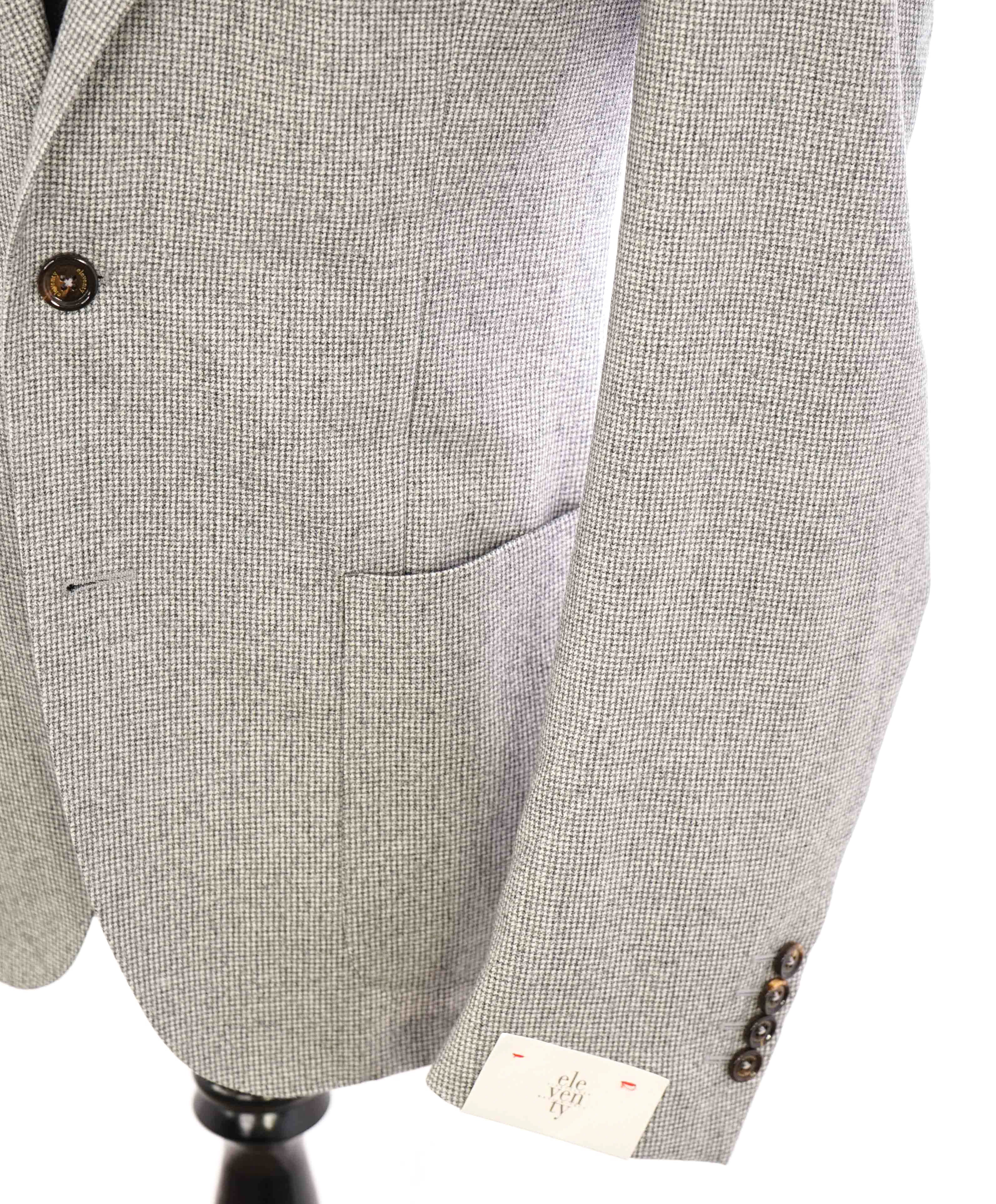 $975 ELEVENTY - Gray Houndstooth Pure Wool Patch Pocket Blazer - 42 US (52EU)