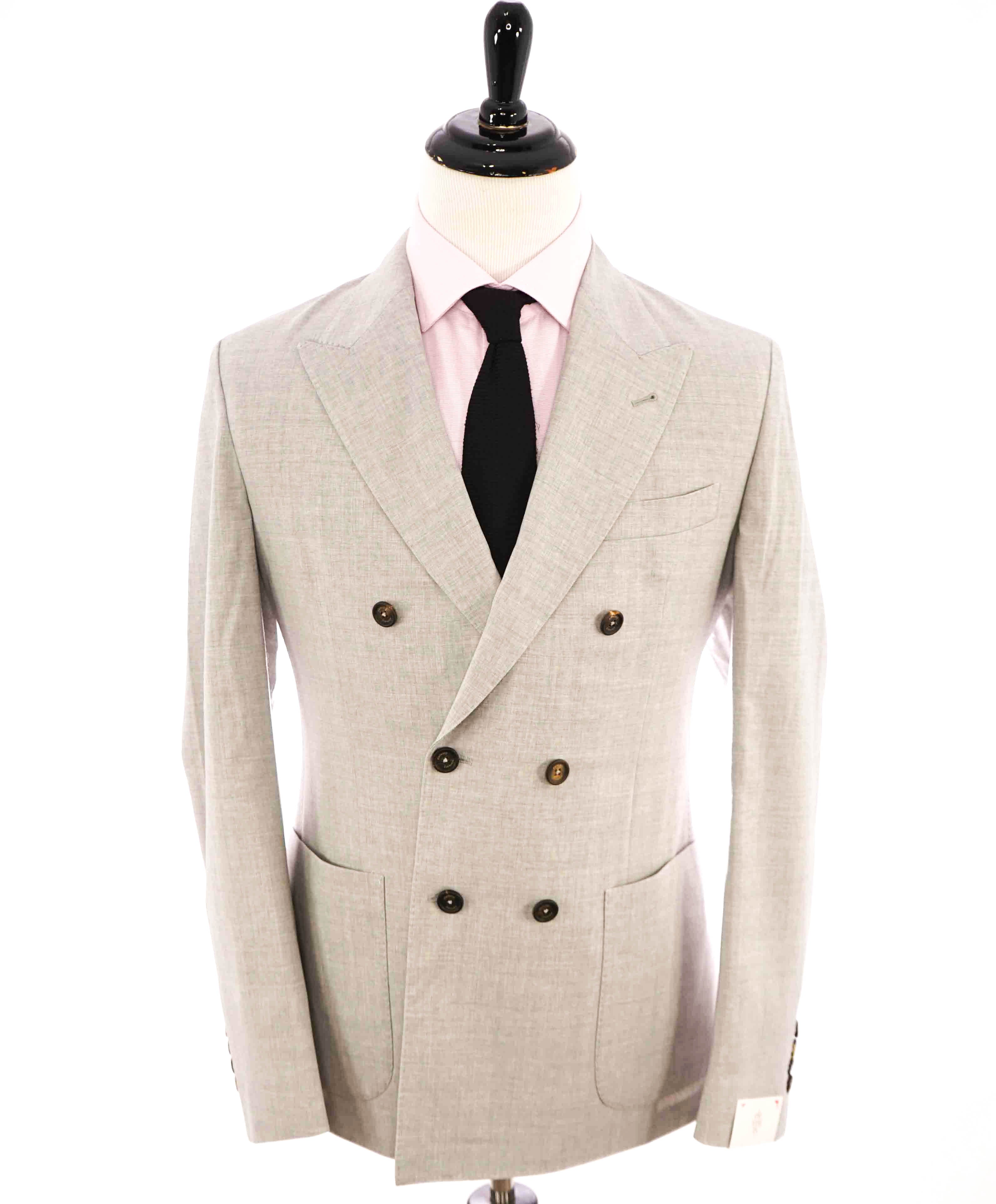 $1,595 ELEVENTY - Double Breasted Wool Neutral Patch Pcket Blazer - 40 US (50EU)