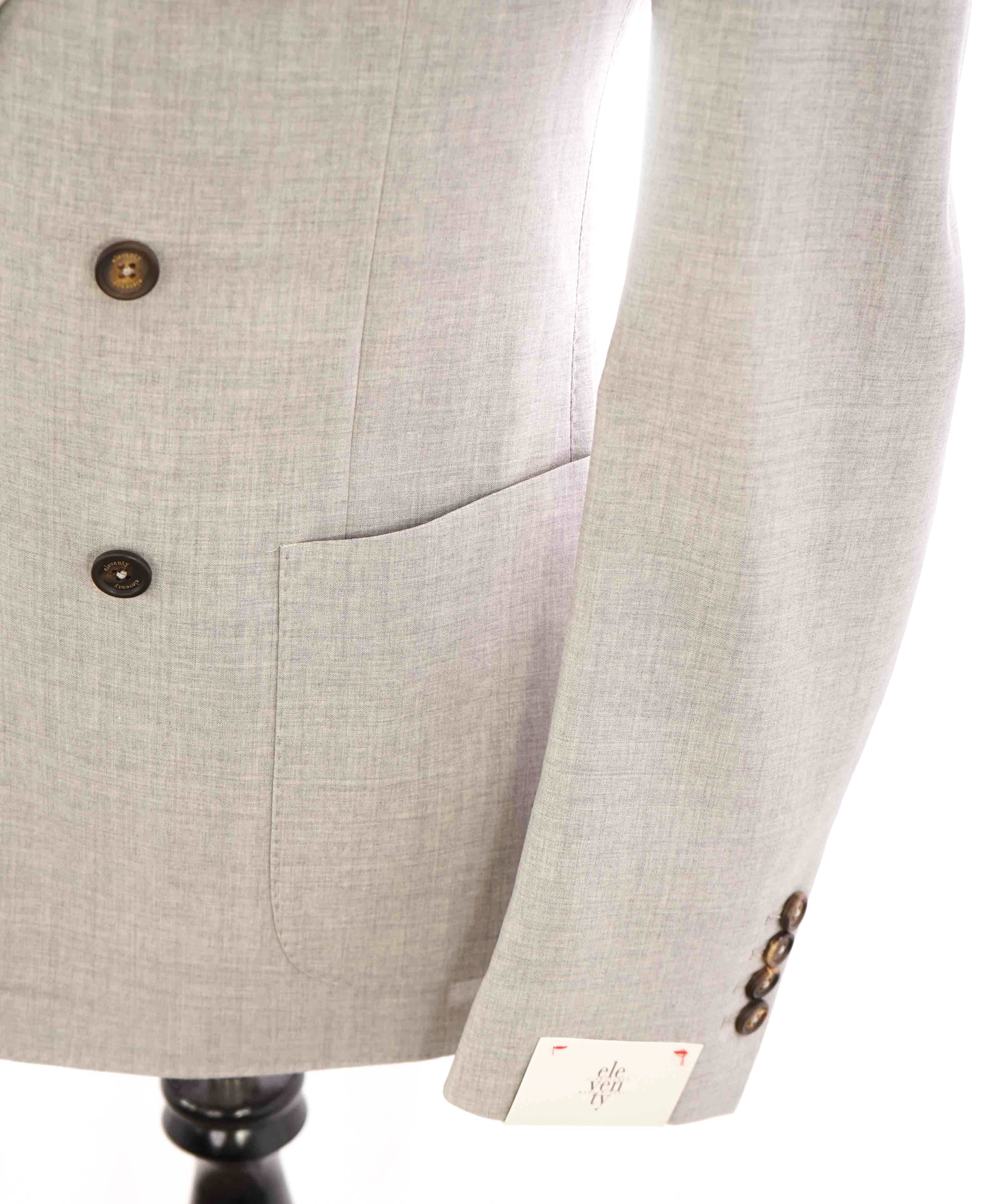 $1,595 ELEVENTY - Double Breasted Wool Neutral Patch Pcket Blazer - 40 US (50EU)