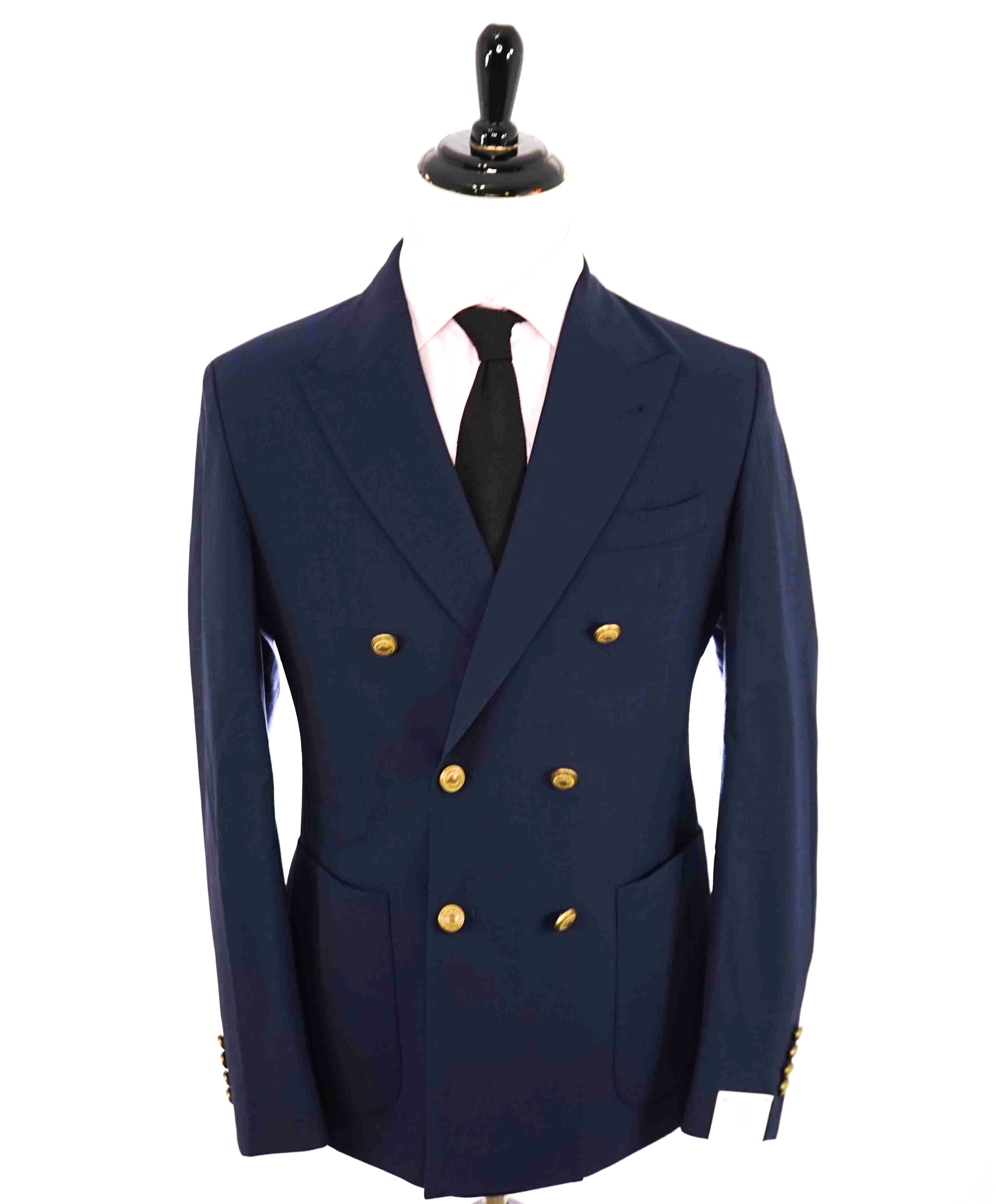 $1,195 ELEVENTY -Double Breasted Gold Button Wool/Elastane Blazer - 40 US (50EU)