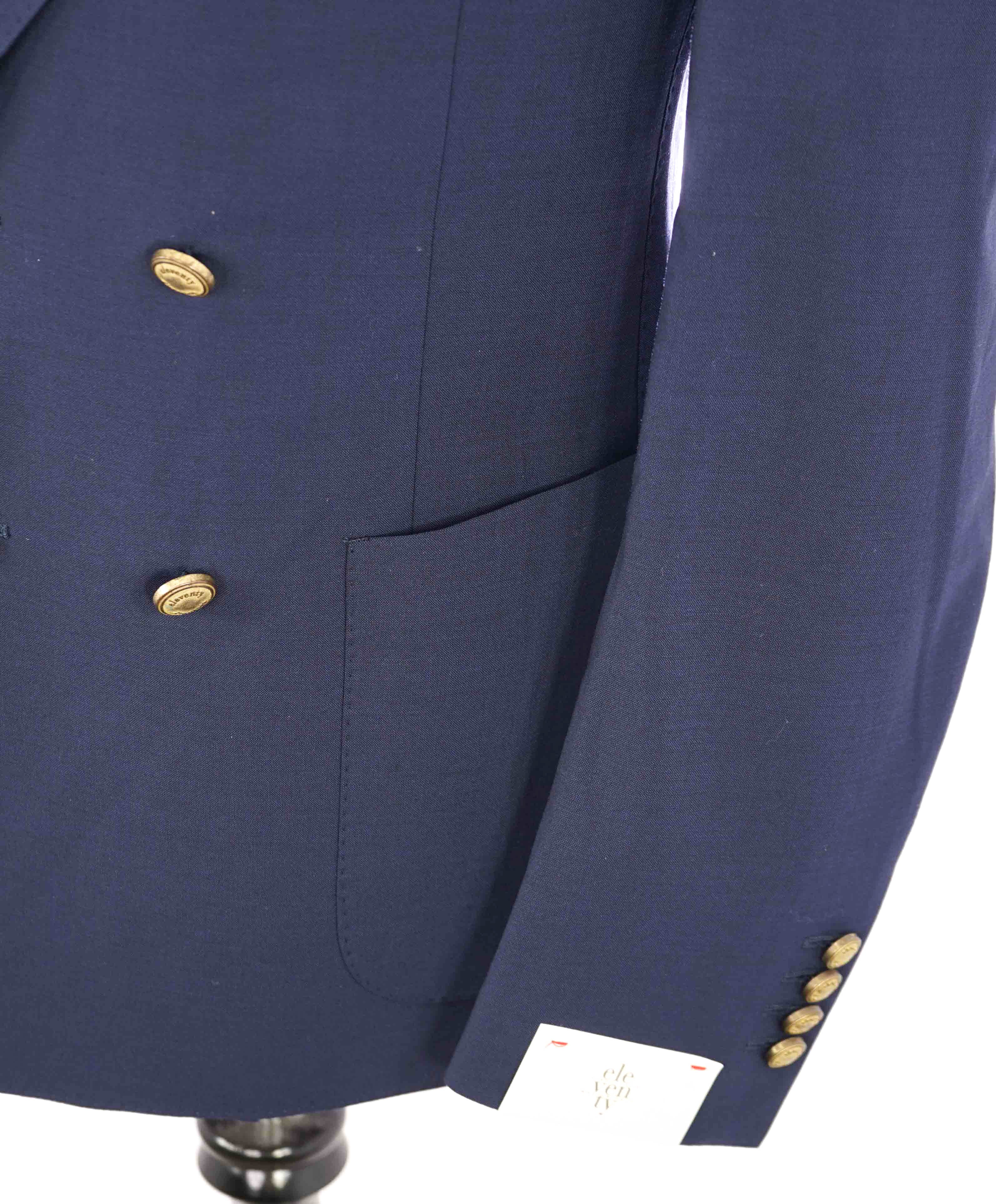 $1,195 ELEVENTY -Double Breasted Gold Button Wool/Elastane Blazer - 40 US (50EU)