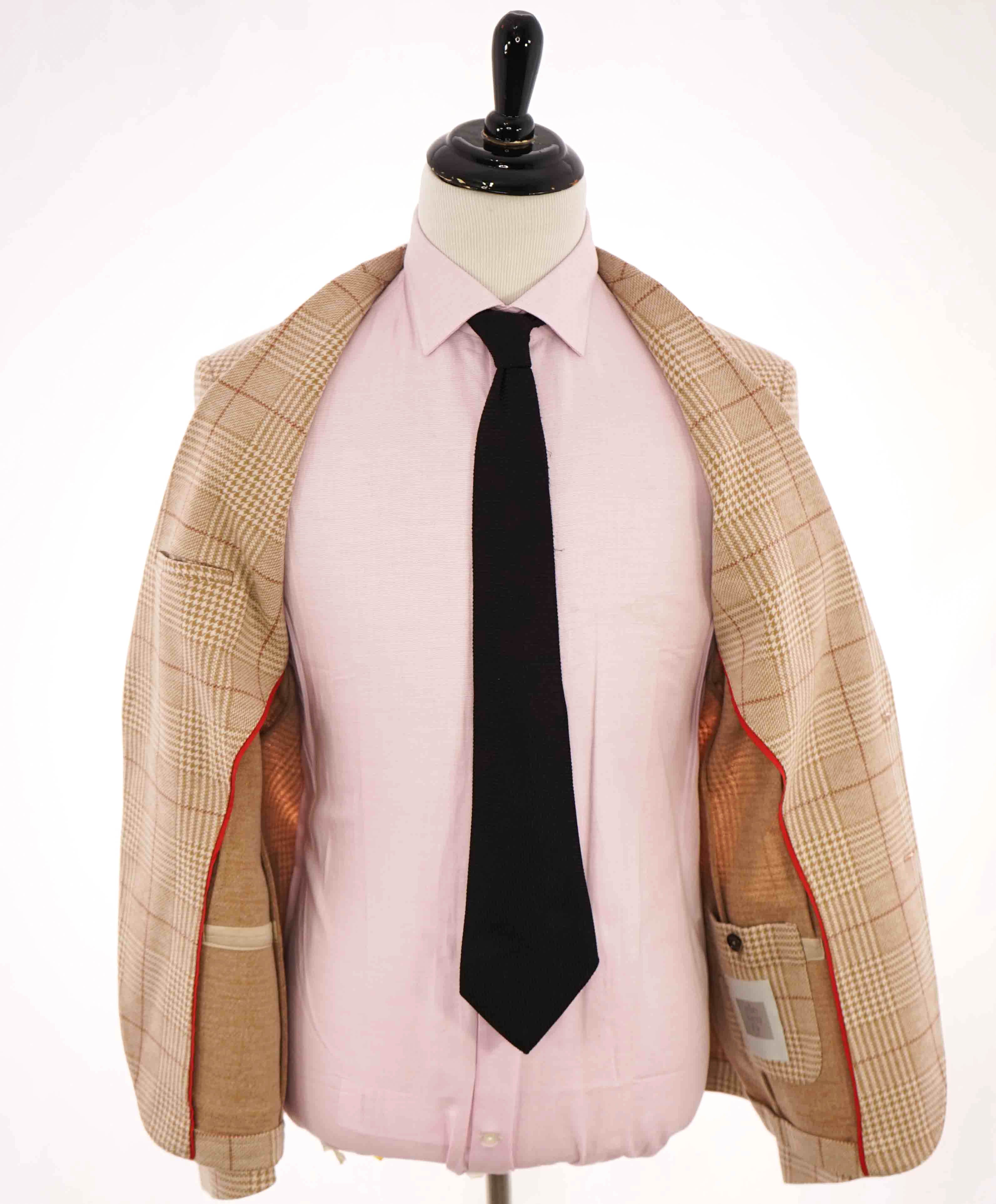 $1,095 ELEVENTY - Cotton/Wool Check Windowpane Camel Jacket Blazer- 40 (50EU)