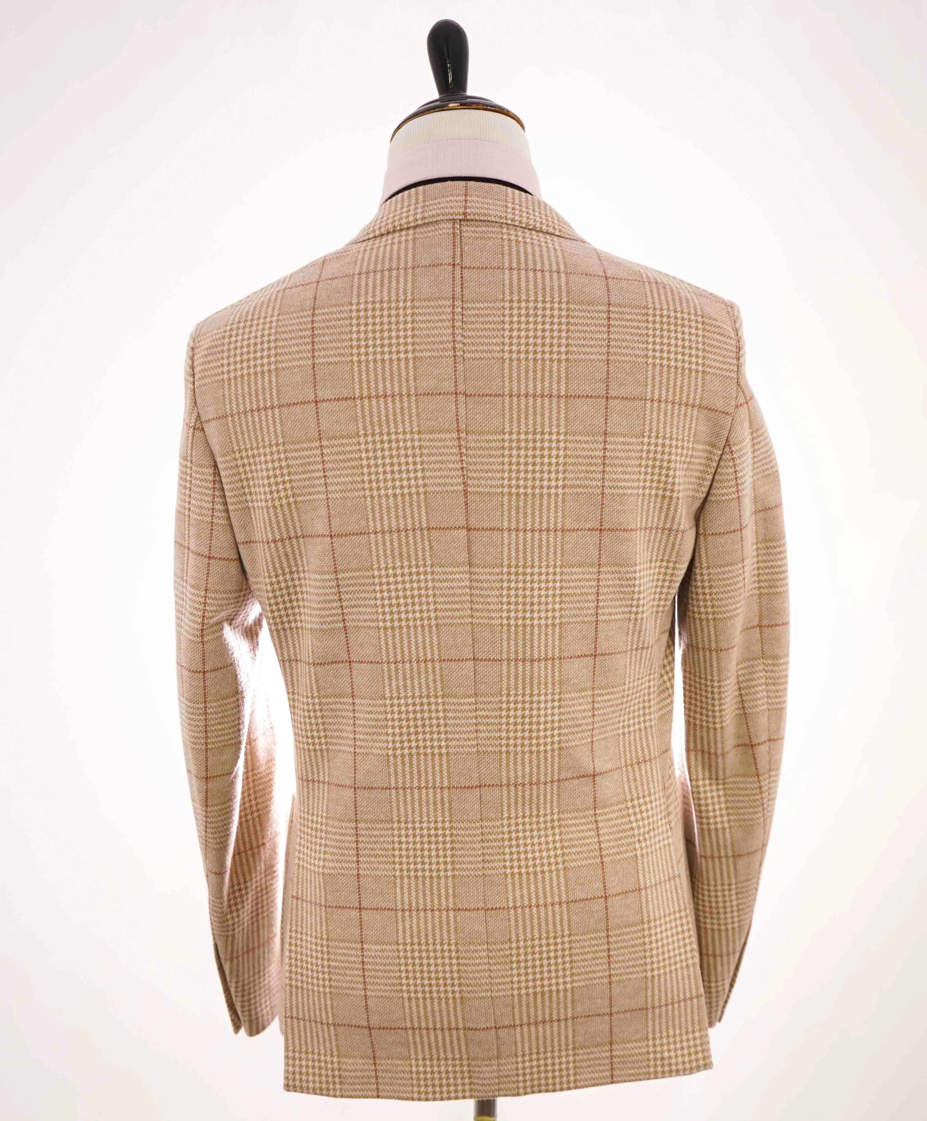 $1,095 ELEVENTY - Cotton/Wool Check Windowpane Camel Jacket Blazer- 40 (50EU)