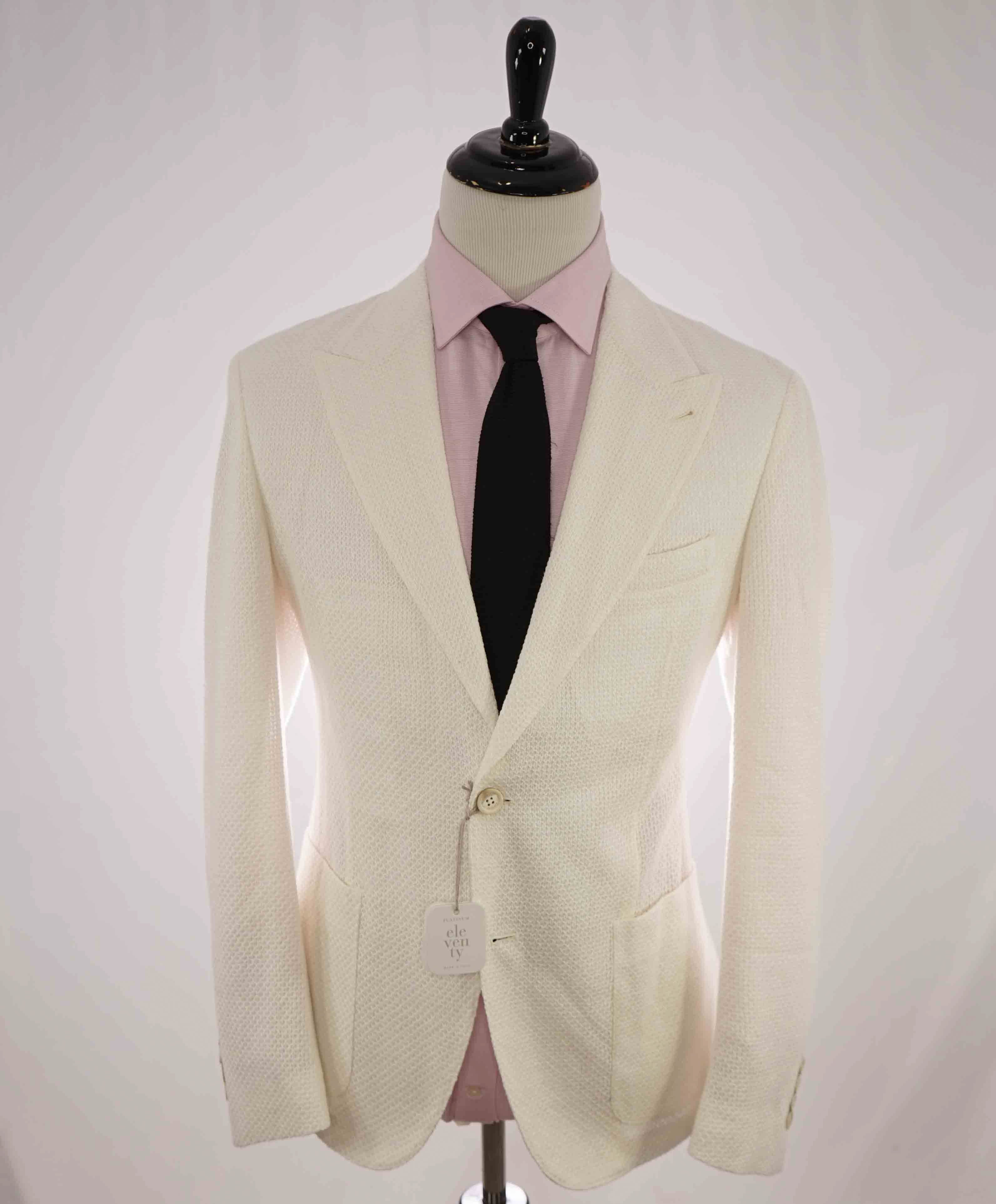 $1,245 ELEVENTY - White Linen Wide Knit Jacket Blazer- 40 (50EU)