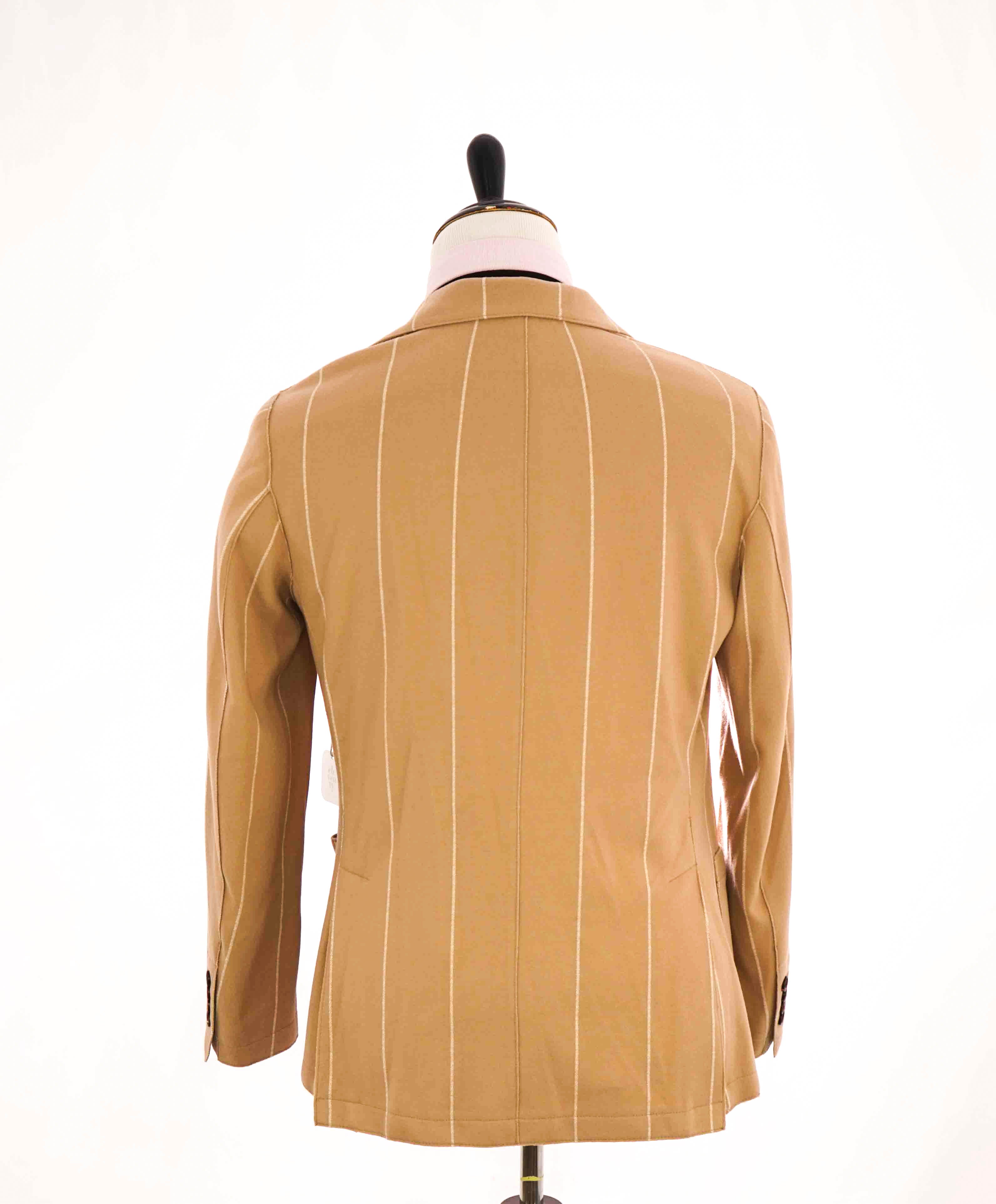 $1,195 ELEVENTY - Camel / Ivory Chalk Stripe Semi-Lined Soft Blazer - 40 (50EU)