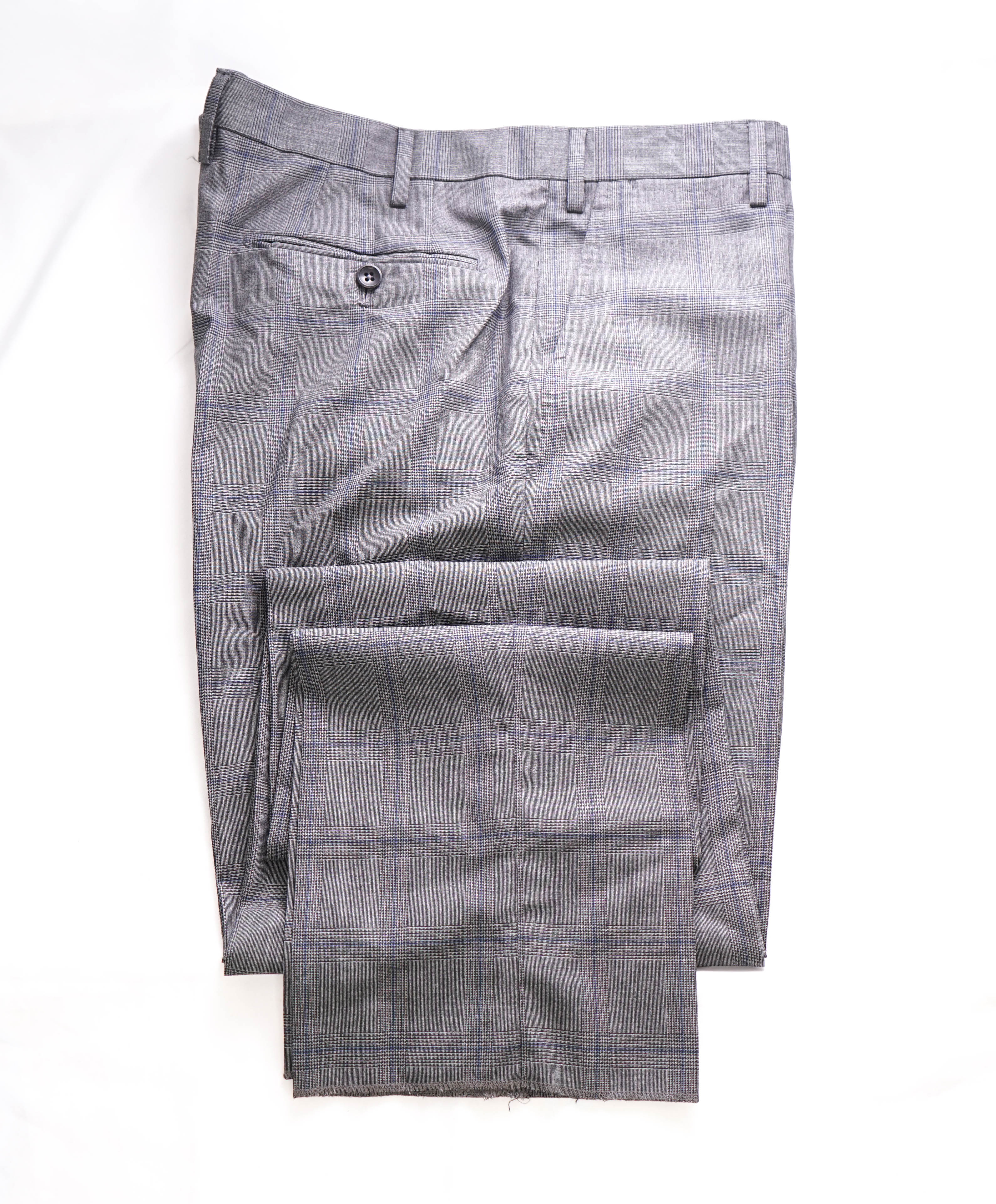 GIORGIO ARMANI - Prince of Wales Check Gray Flat Front Dress Dinner Pants - 38W