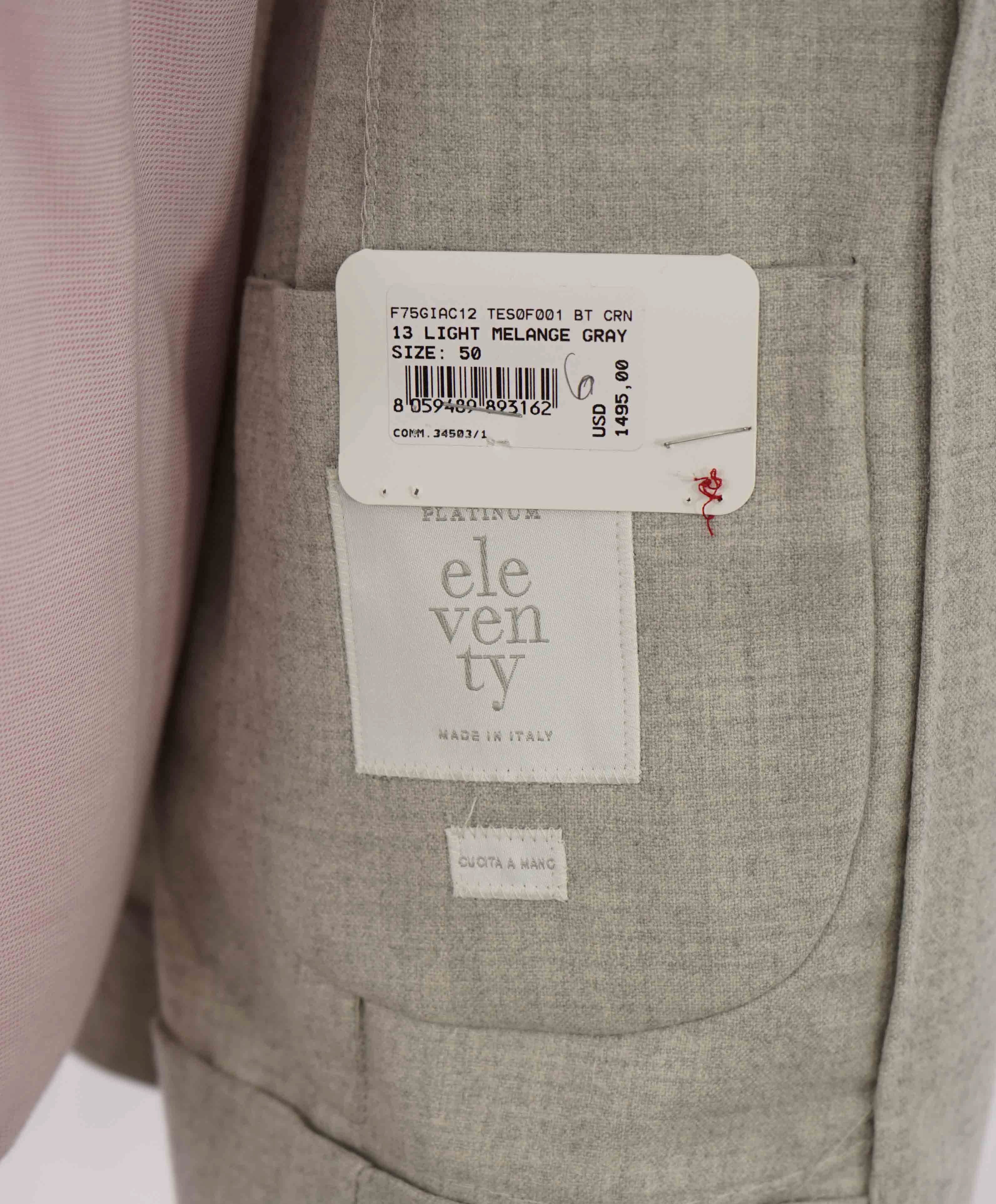 $1,495 ELEVENTY - Gray Wool * CLOSET STAPLE * Peak Lapel Blazer - 40 (50 EU)