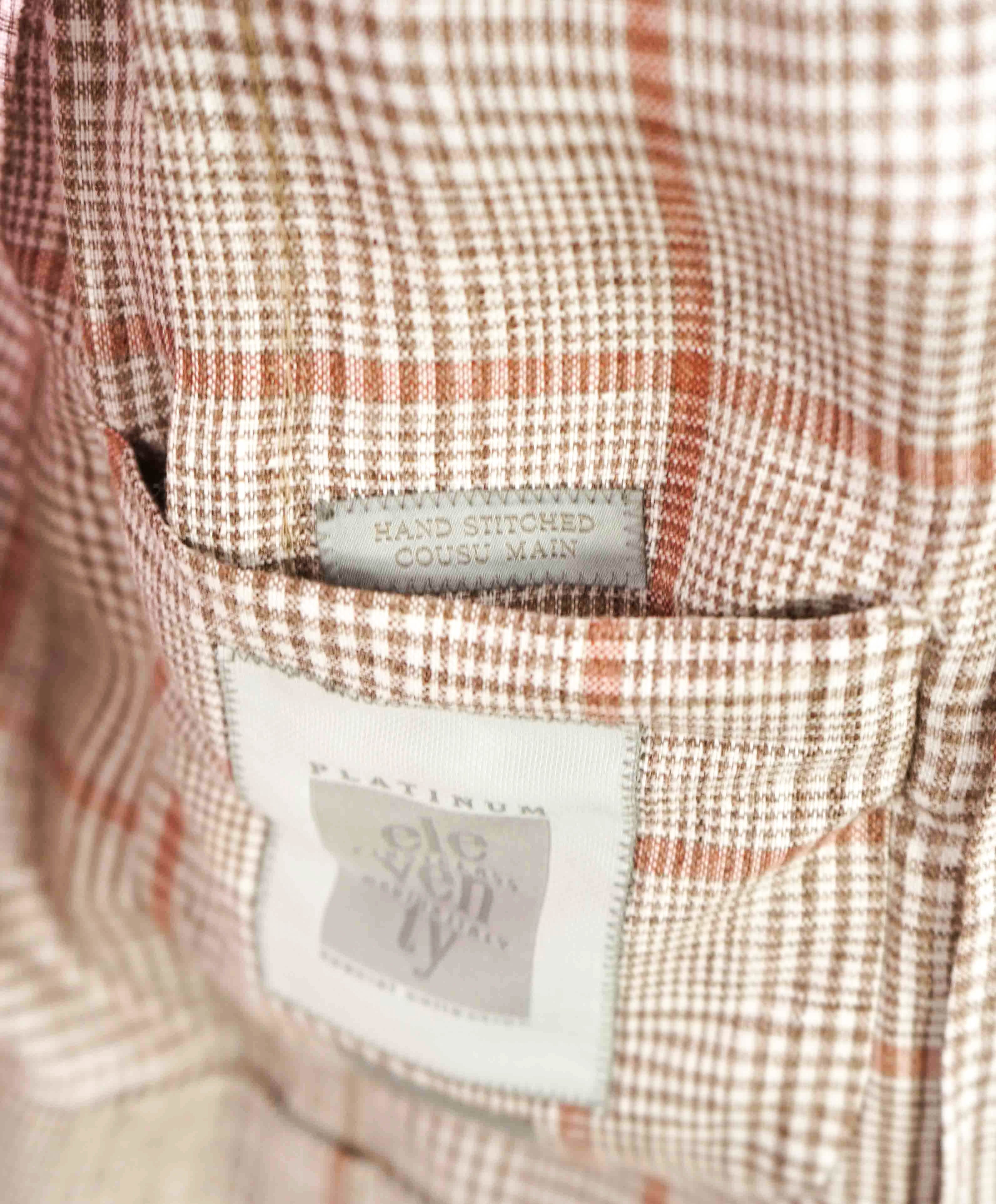 $1,395 ELEVENTY - FEATHER WEIGHT Linen Pink Check Jacket Blazer- 40 (50EU)