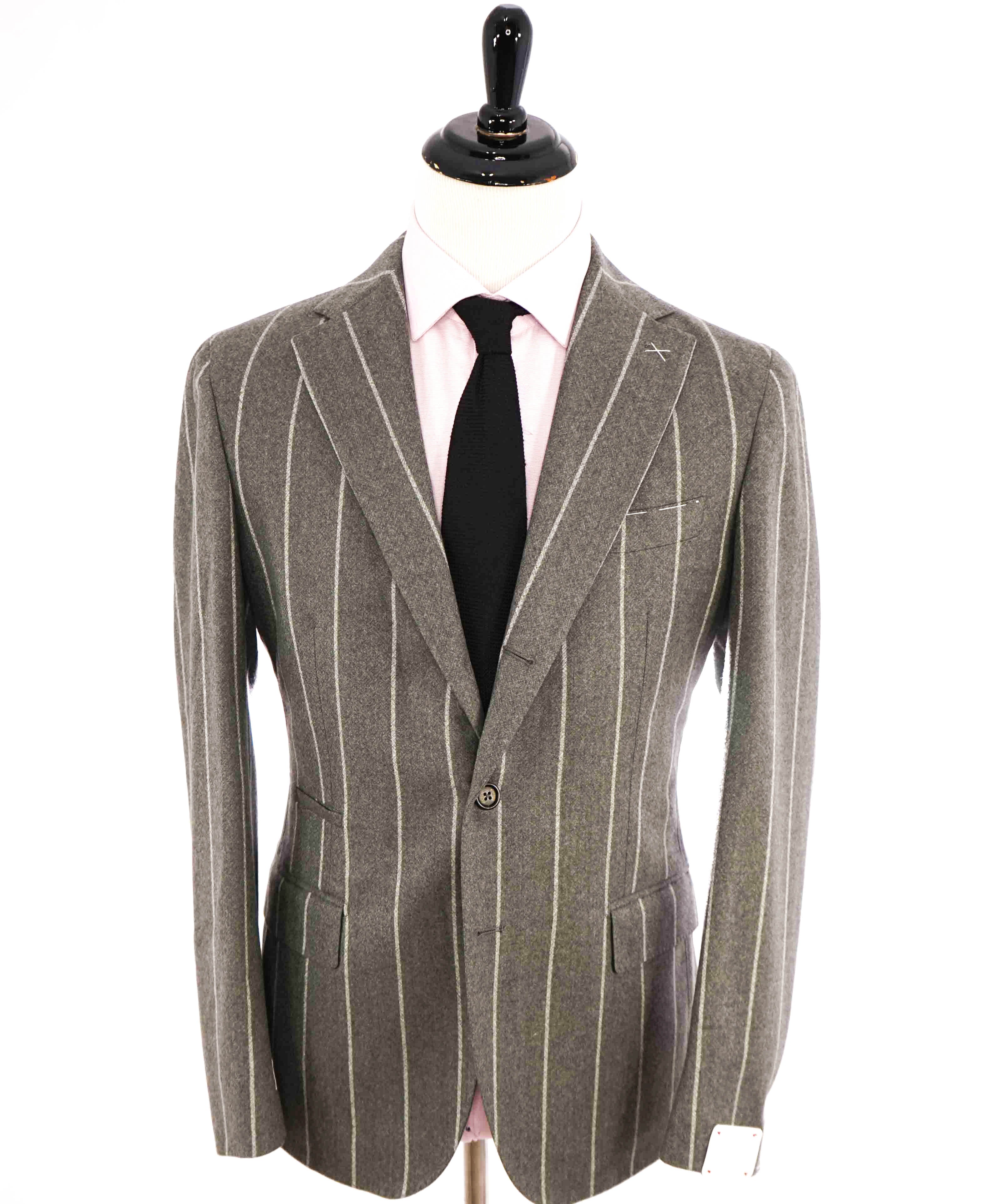 $1,695 ELEVENTY - Gray & Ivory Chalk Stripe PURE WOOL Blazer - 40 US (50EU)