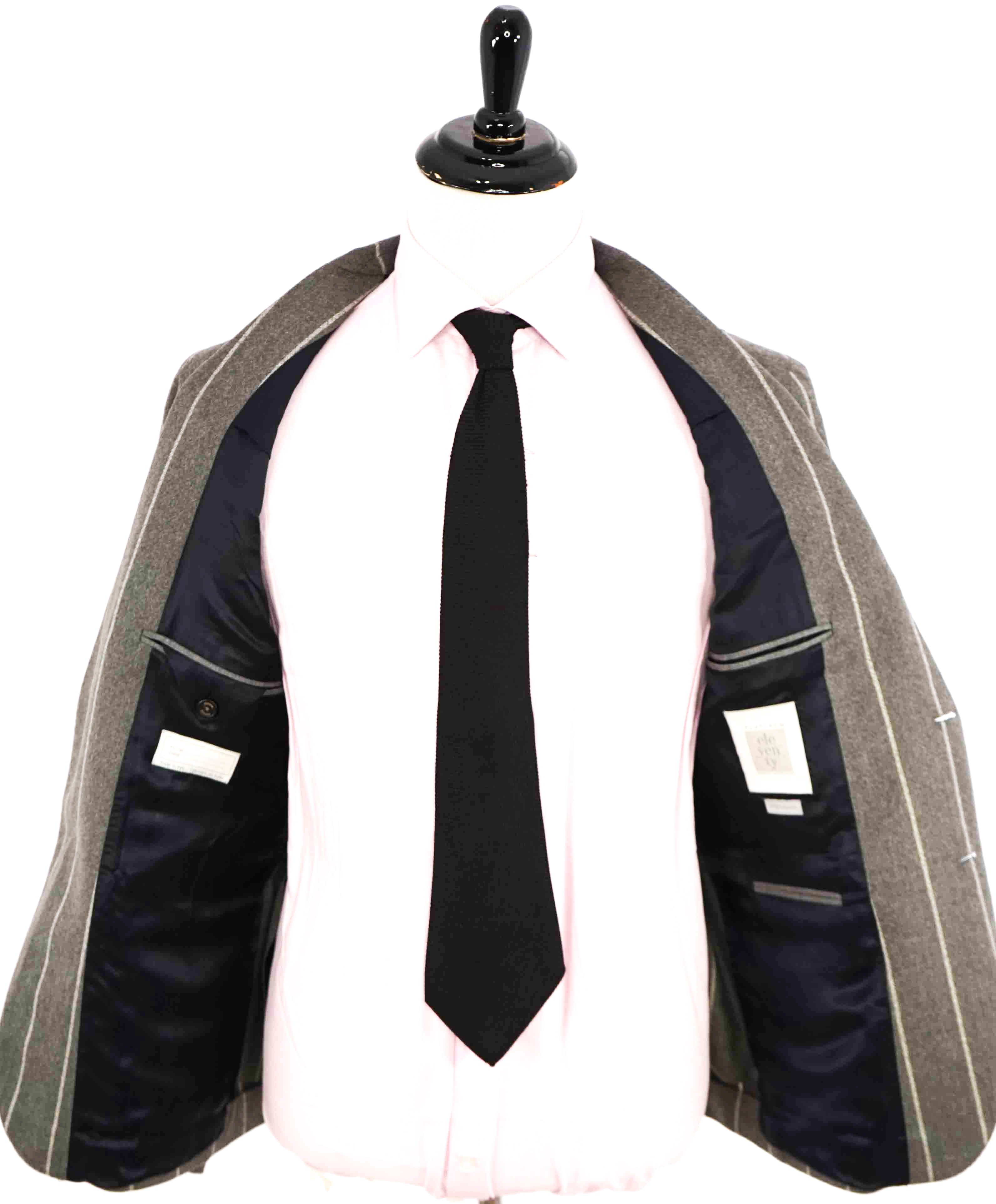 $1,695 ELEVENTY - Gray & Ivory Chalk Stripe PURE WOOL Blazer - 40 US (50EU)