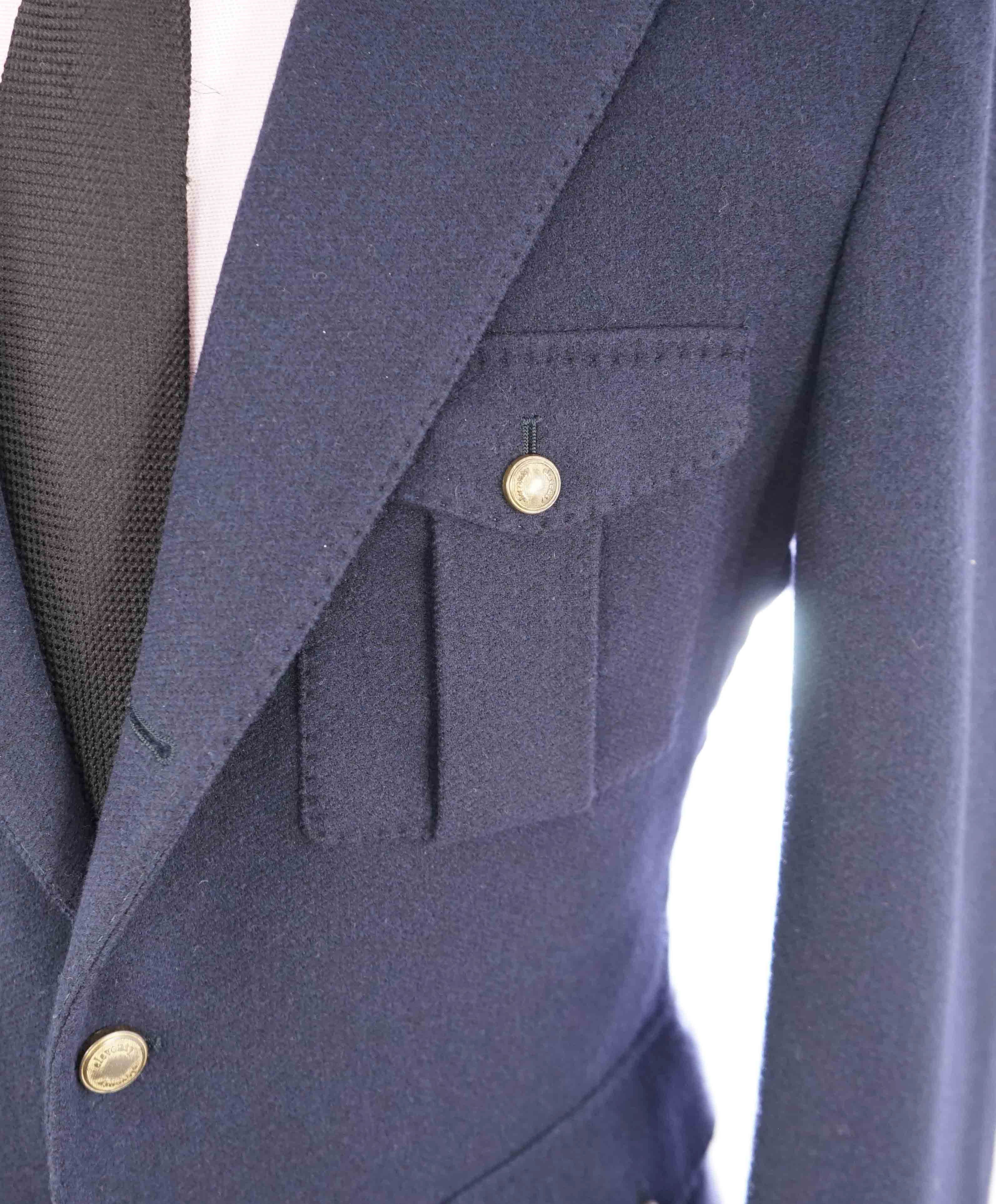 $2,045 ELEVENTY -PLATINUM Blue Wool Gold Button Safari Jacket Blazer- 40 (50EU)