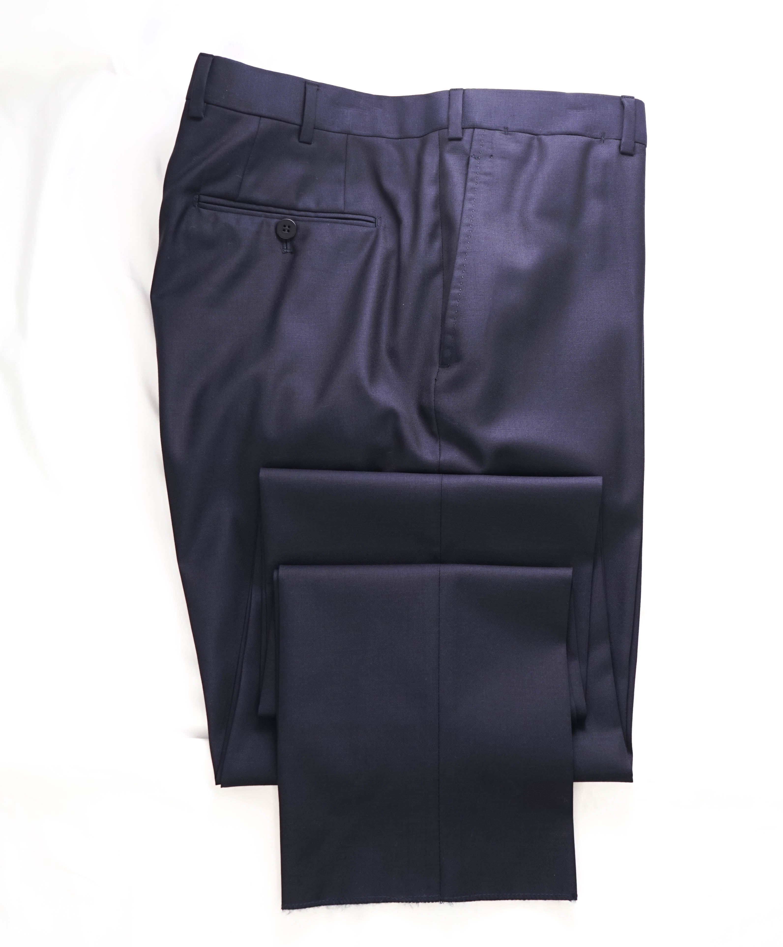 ISAIA - *CLOSET STAPLE* Solid Navy Blue Wool Dress Pants Flat Front - 37W (54EU )