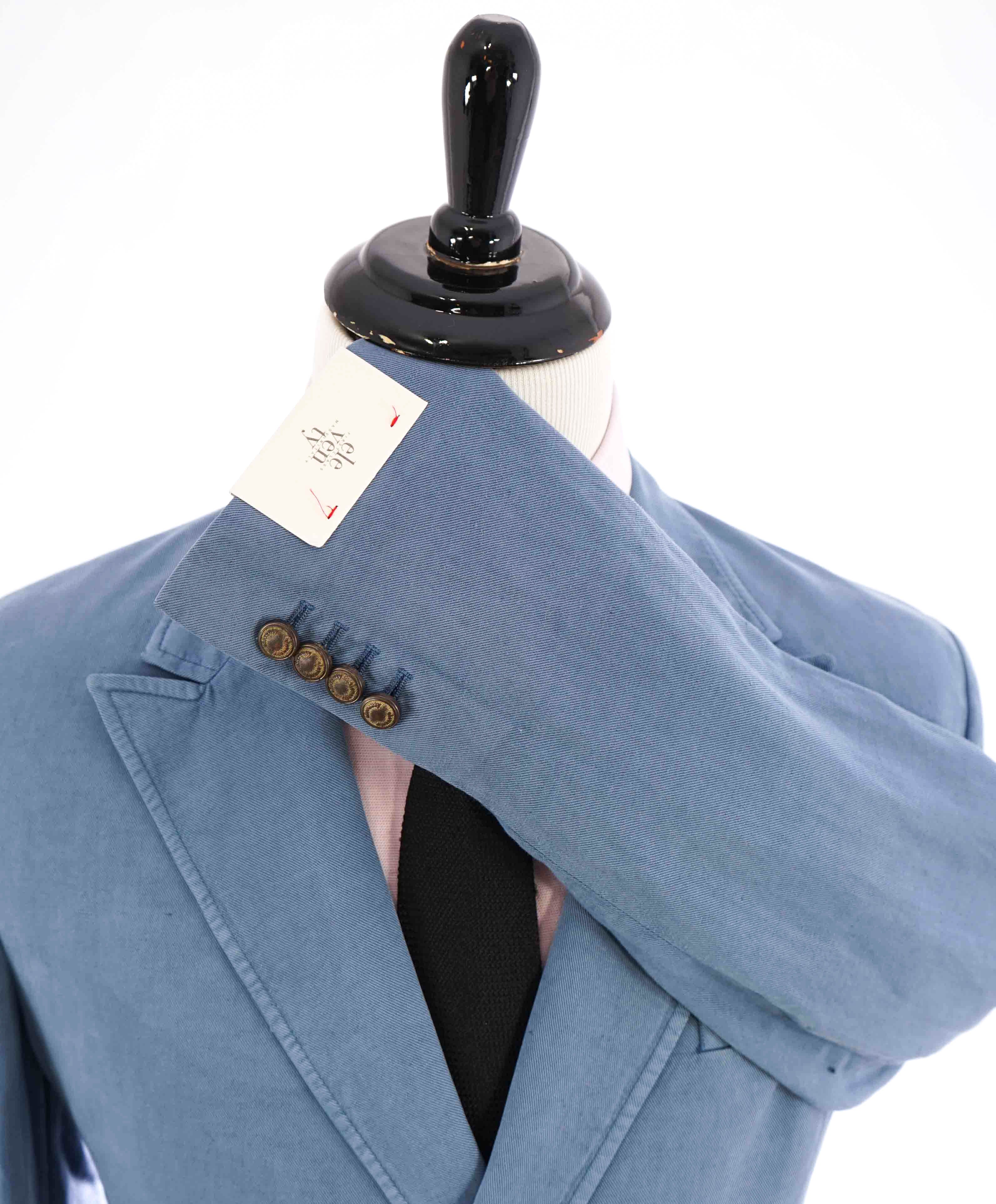 $1,295 ELEVENTY - Baby Blue Double Breasted LINEN Jacket Blazer - 40 US