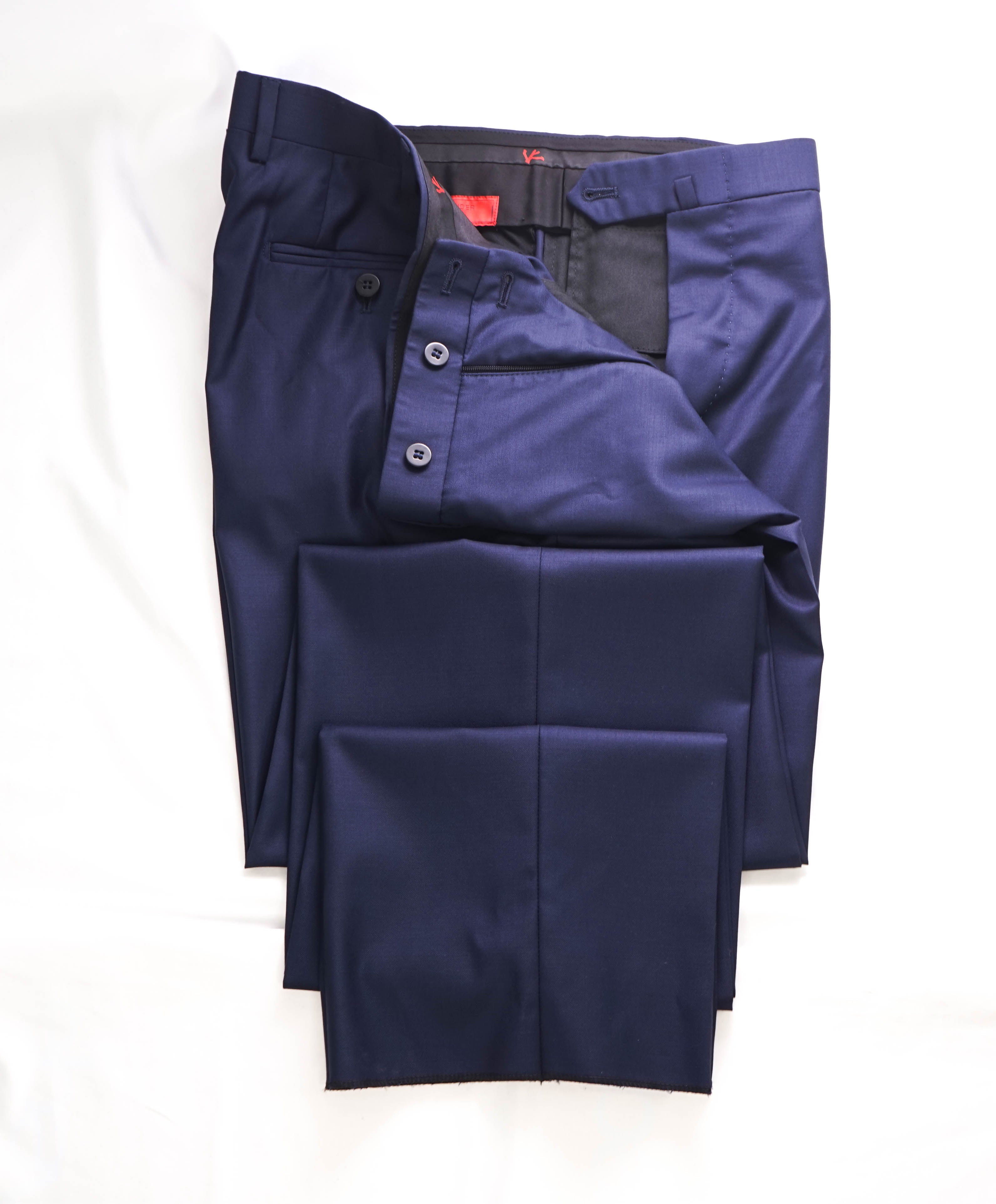 ISAIA - *CLOSET STAPLE* Solid Blue Wool Dress Pants Flat Front - 36W (54EU 8)