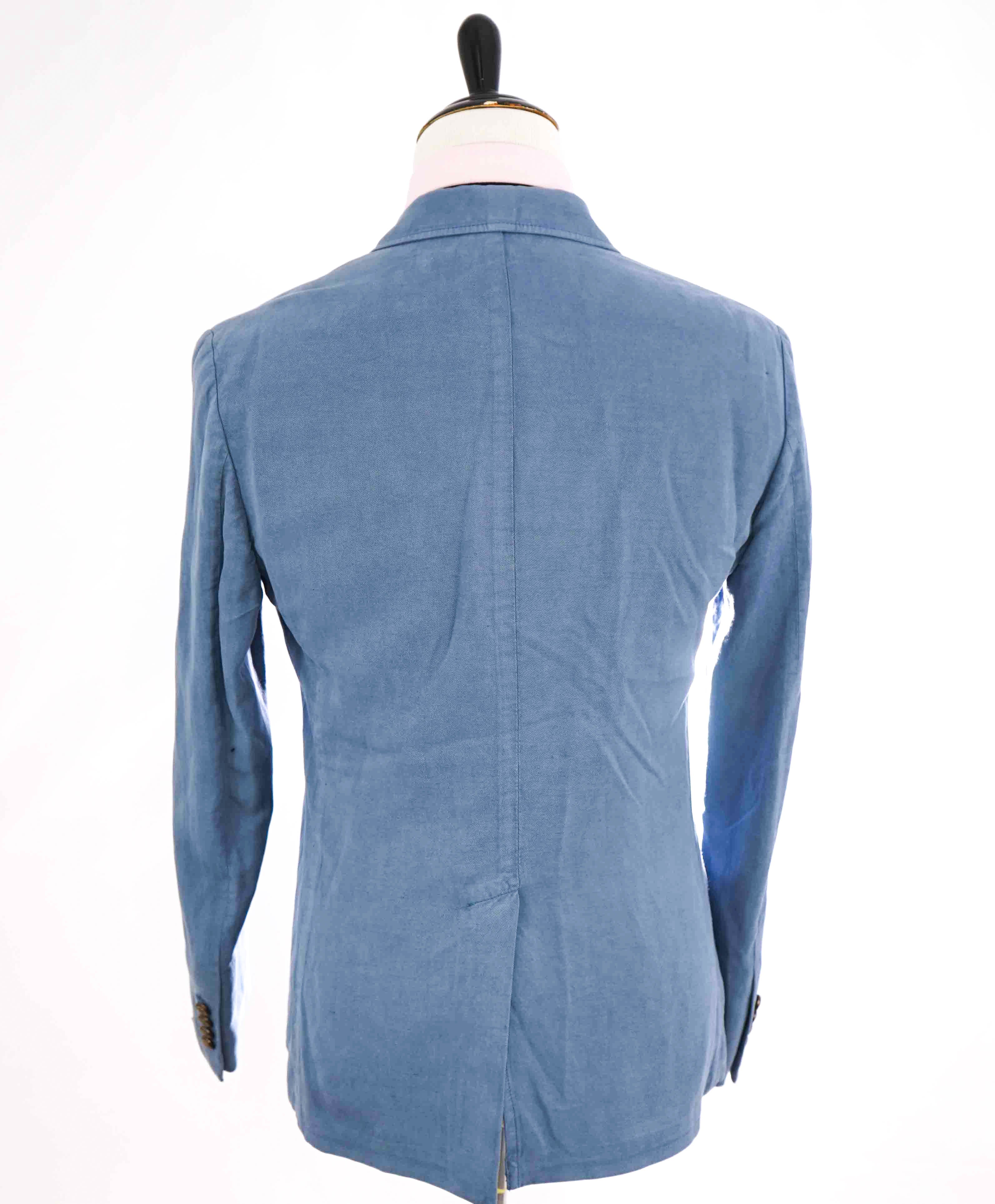 $1,295 ELEVENTY - Baby Blue Double Breasted LINEN Jacket Blazer - 40 US