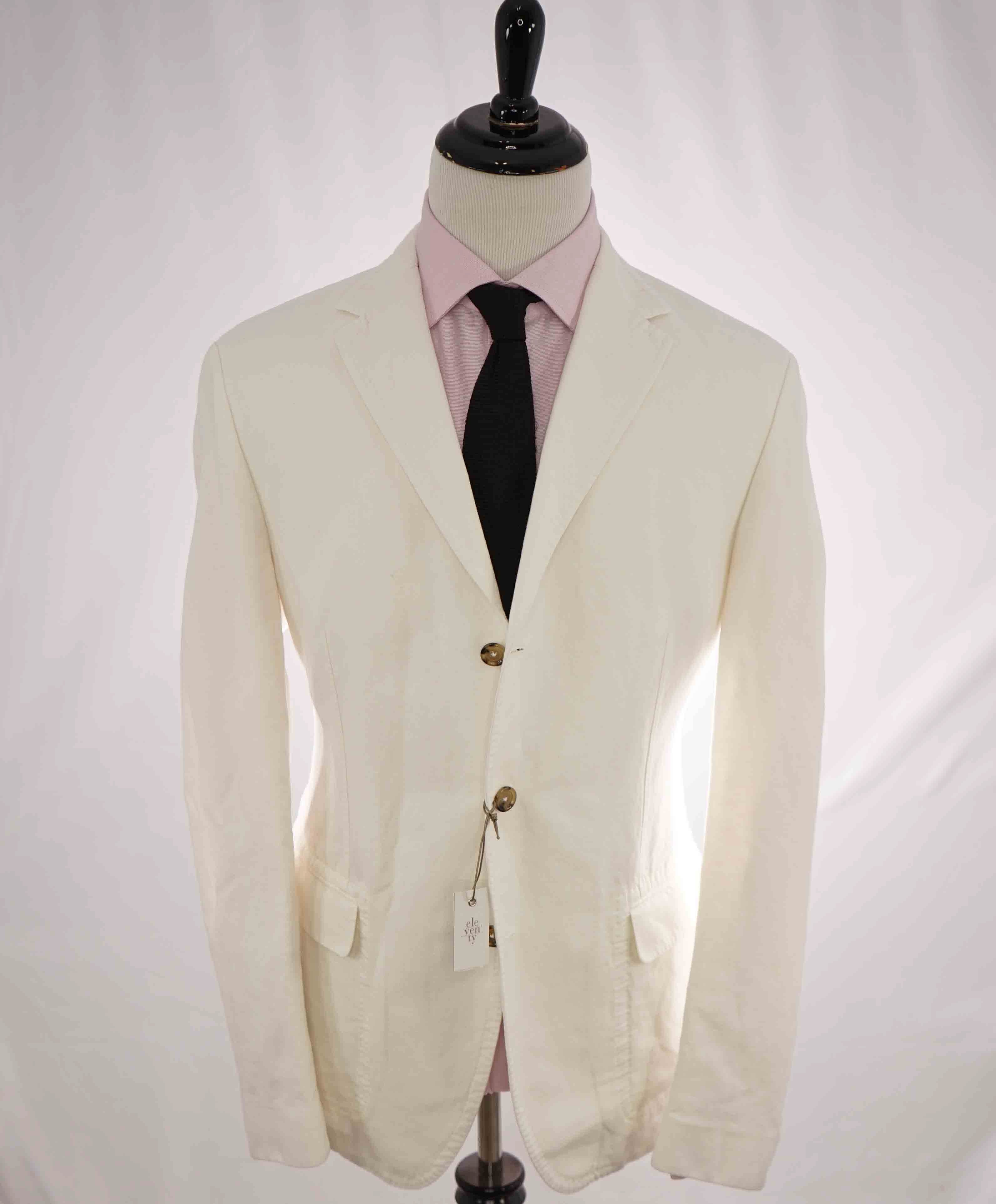 $1,095 ELEVENTY - LINEN/COTTON White Soft Blazer - 46 (56 EU)