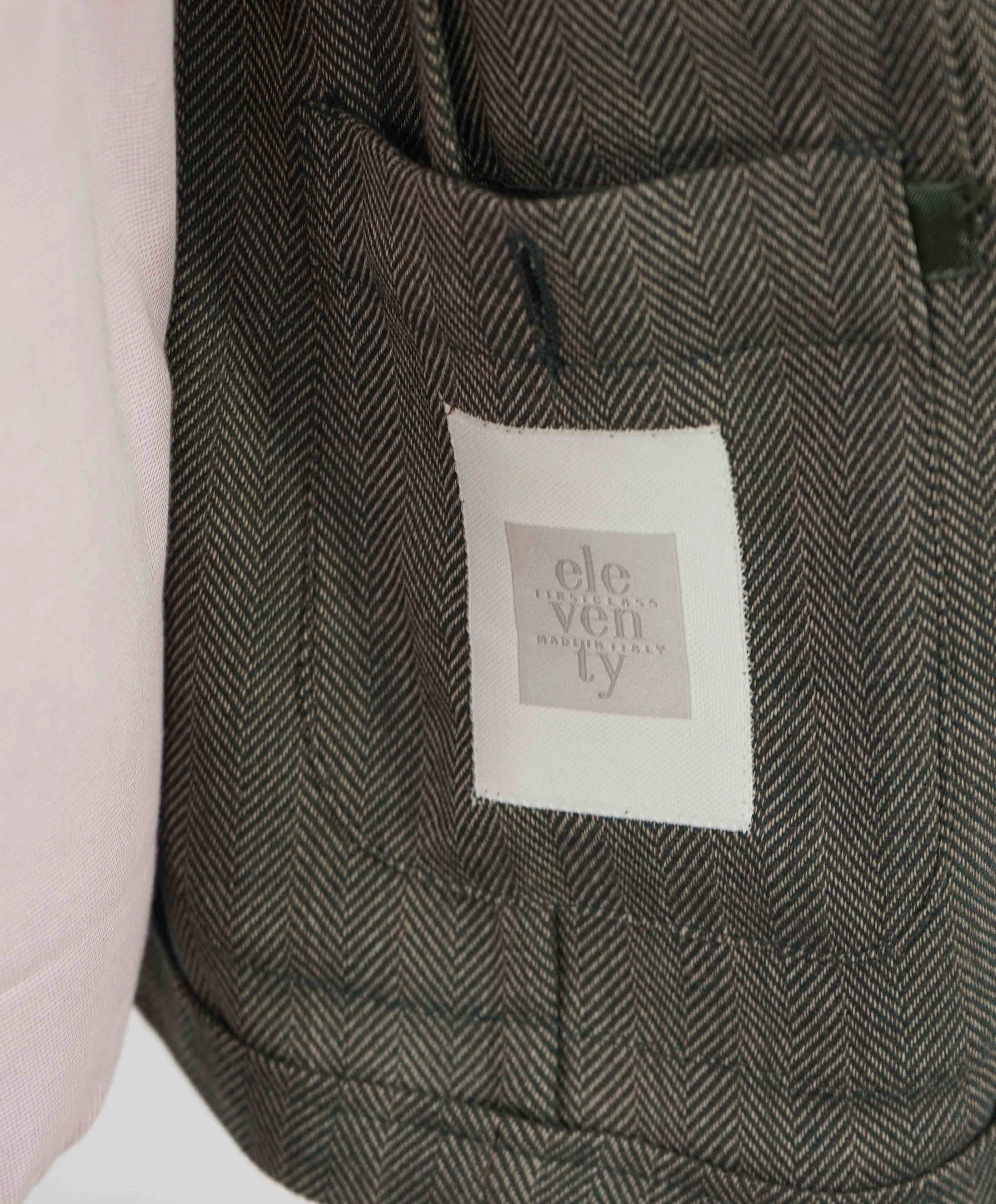 $1,395 ELEVENTY - Green Herringbone Peak Lapel Blazer - 40 (50 EU)