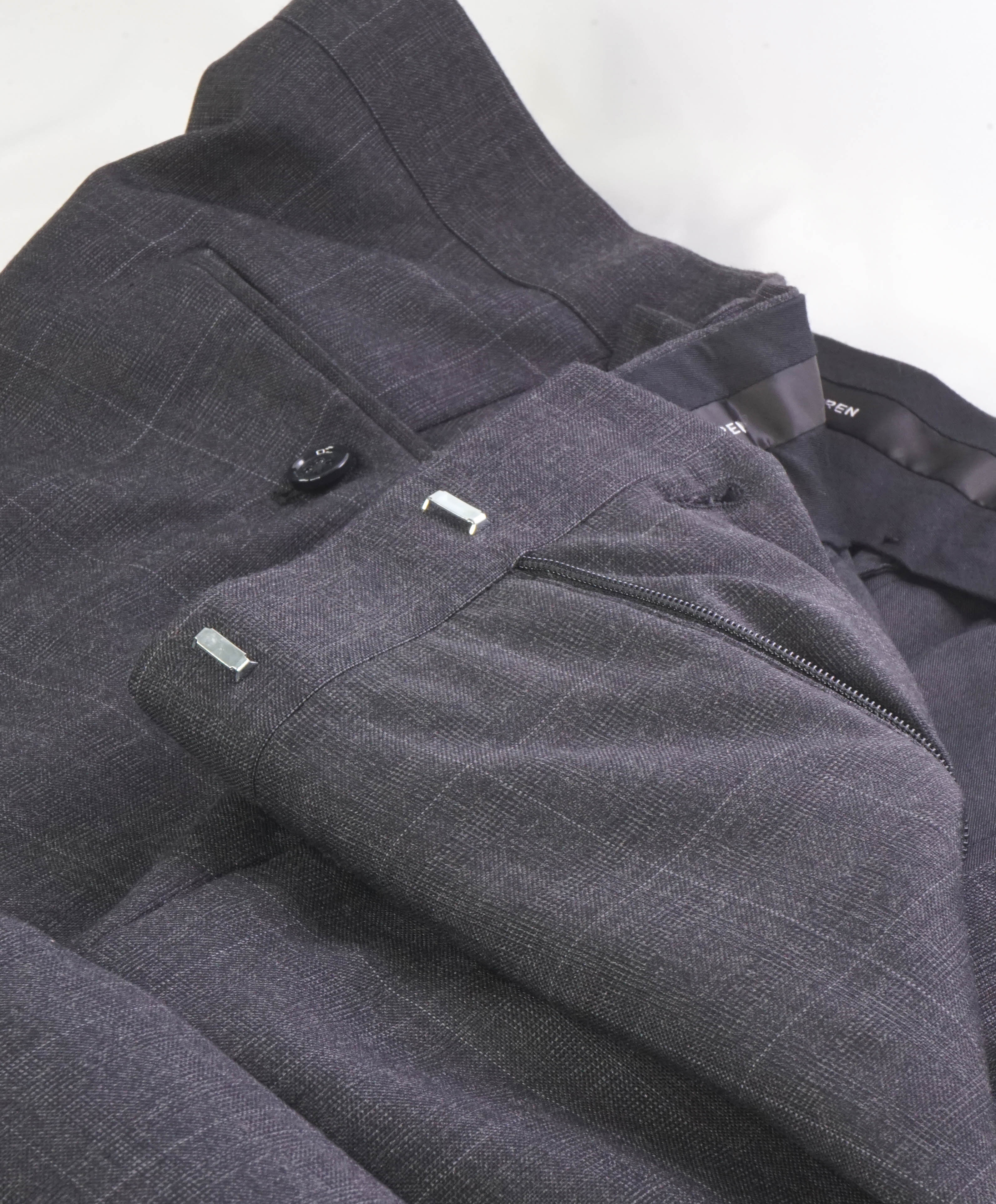 RALPH LAUREN BLACK LABEL - Gray Check Dress Pants With *SIDE TABS* - 37W