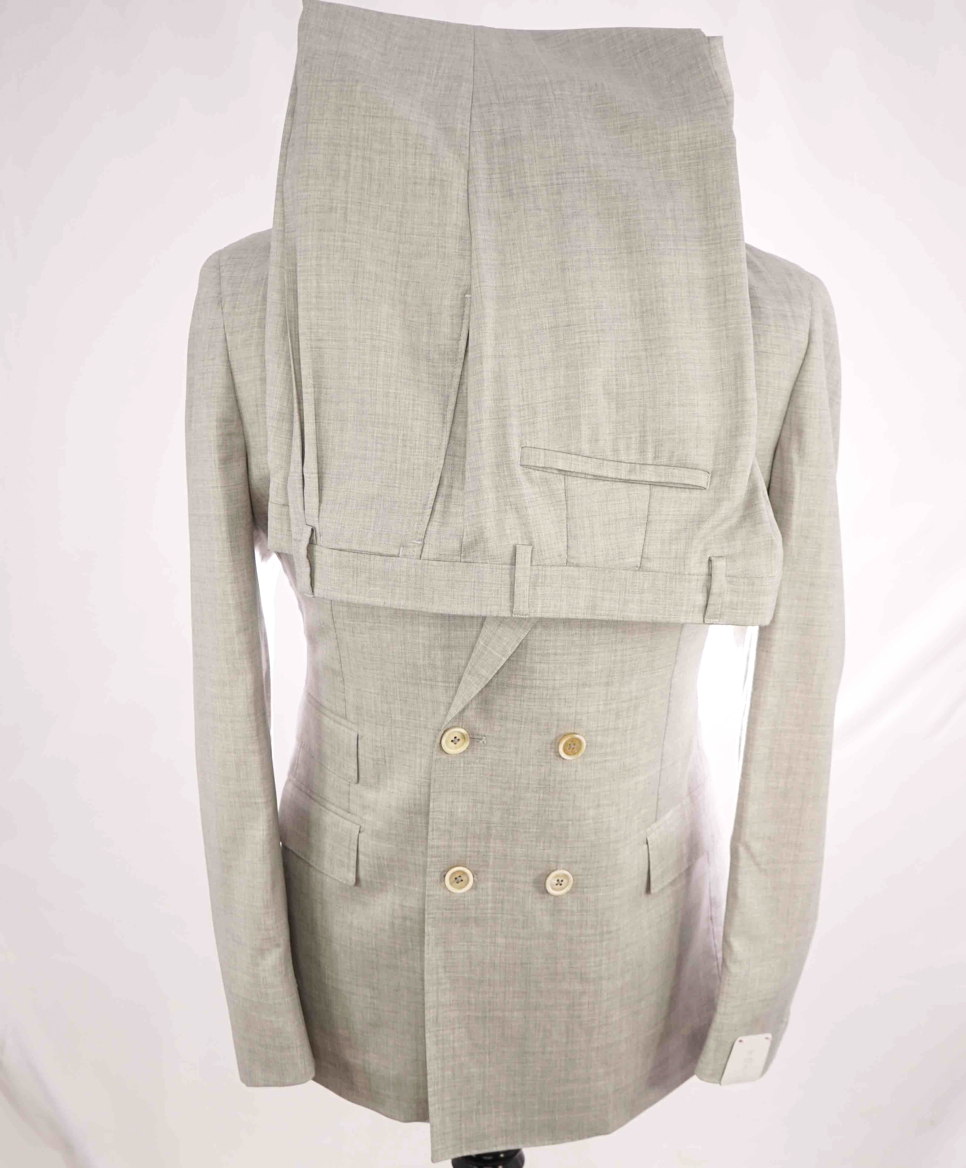 $2,495 ELEVENTY - DOUBLE-BREASTED Wool/Silk Light Gray Suit - 40US (50EU)