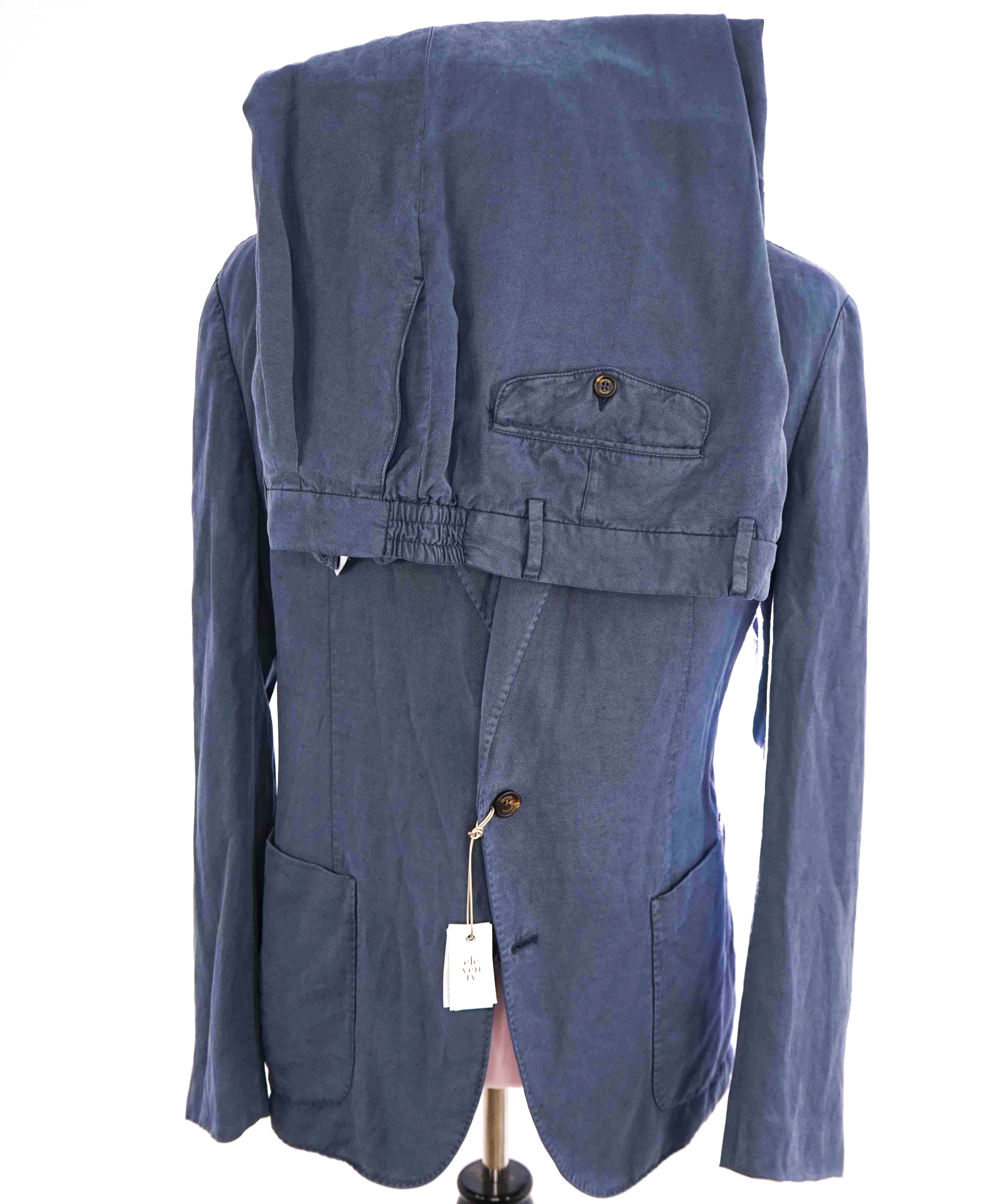 $2,295 ELEVENTY - Pastel Blue Light Deconstructed Linen Blend Suit - 44 (54 EU)