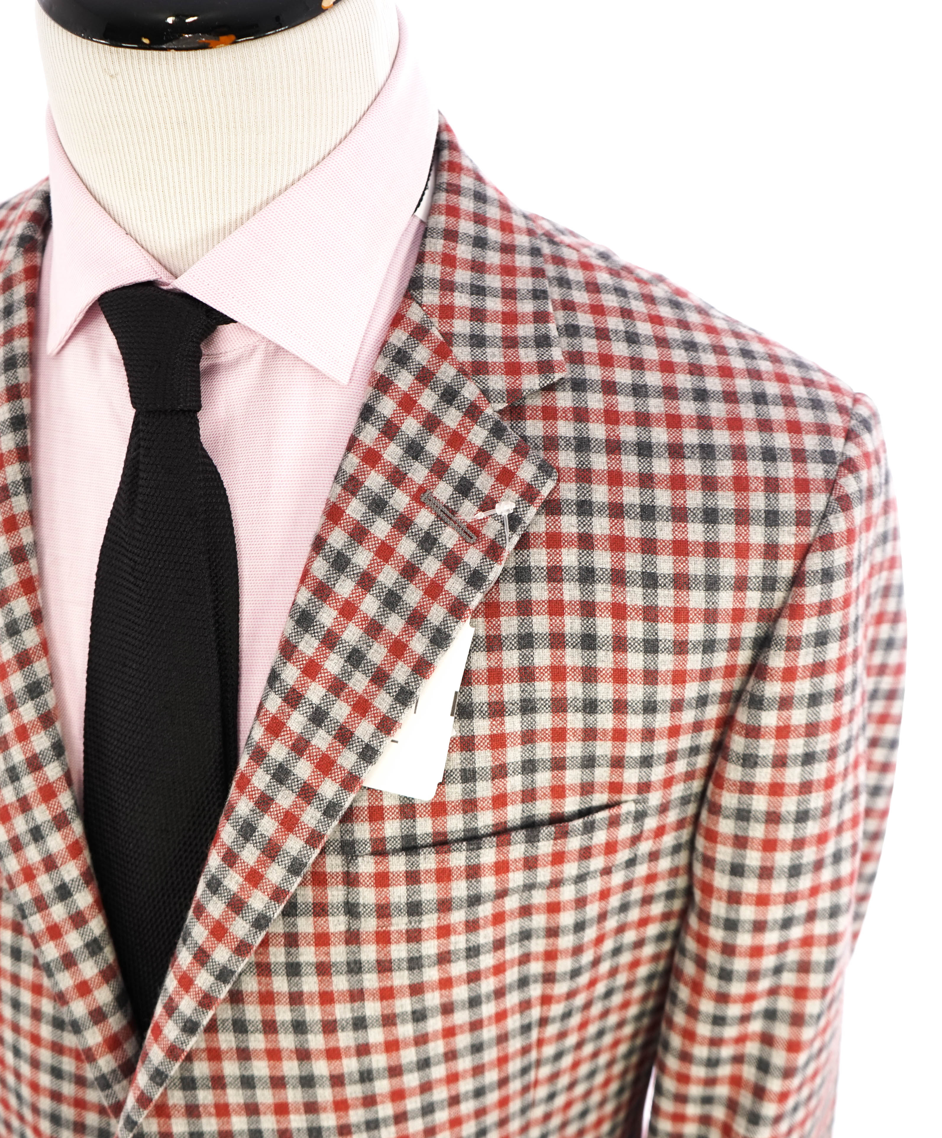 HICKEY FREEMAN - Gray & Red Gingham Check WOOL Blazer - 46R