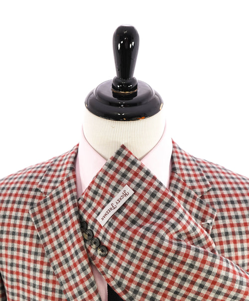 HICKEY FREEMAN - Gray & Red Gingham Check WOOL Blazer - 46R