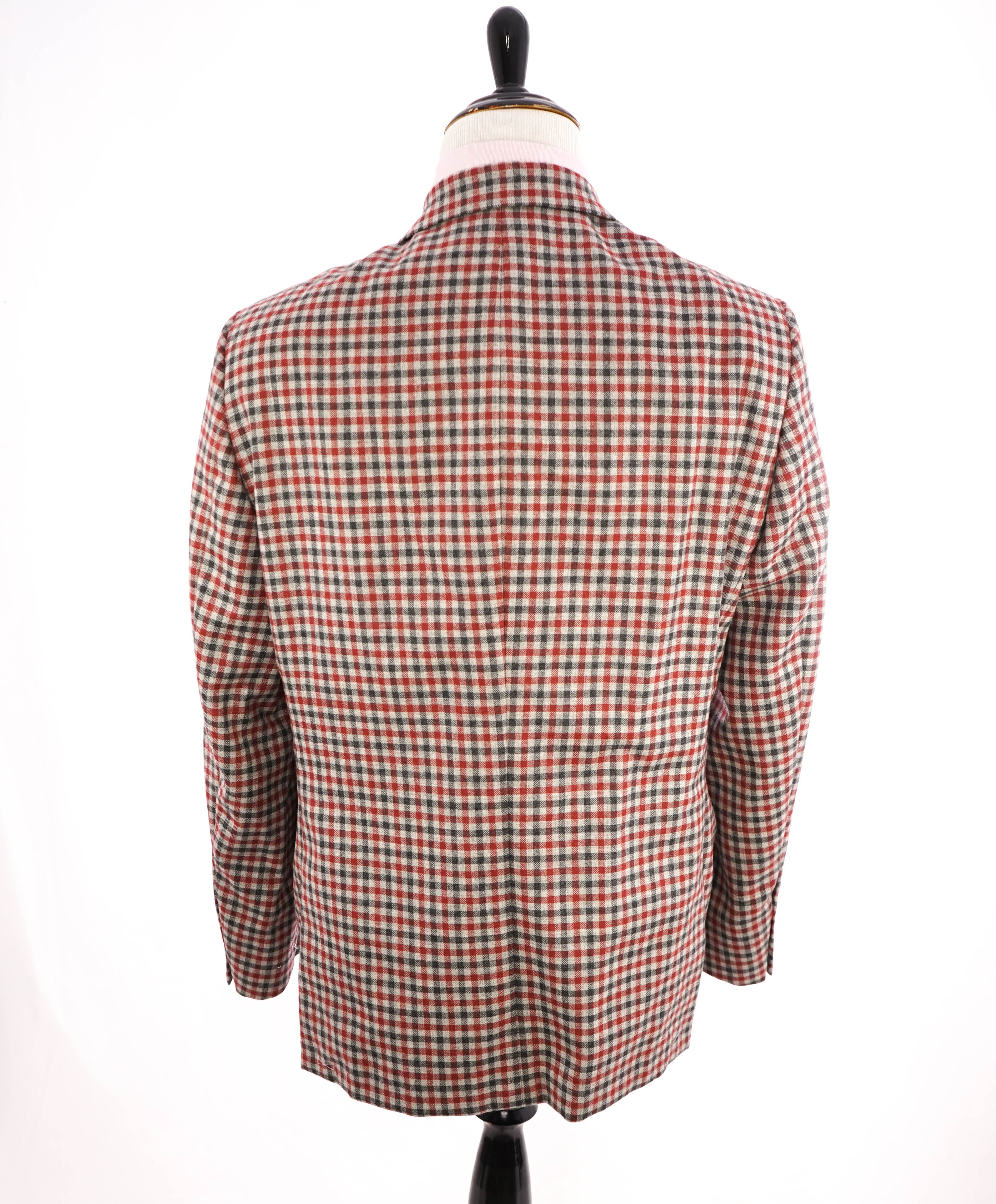 HICKEY FREEMAN - Gray & Red Gingham Check WOOL Blazer - 46R