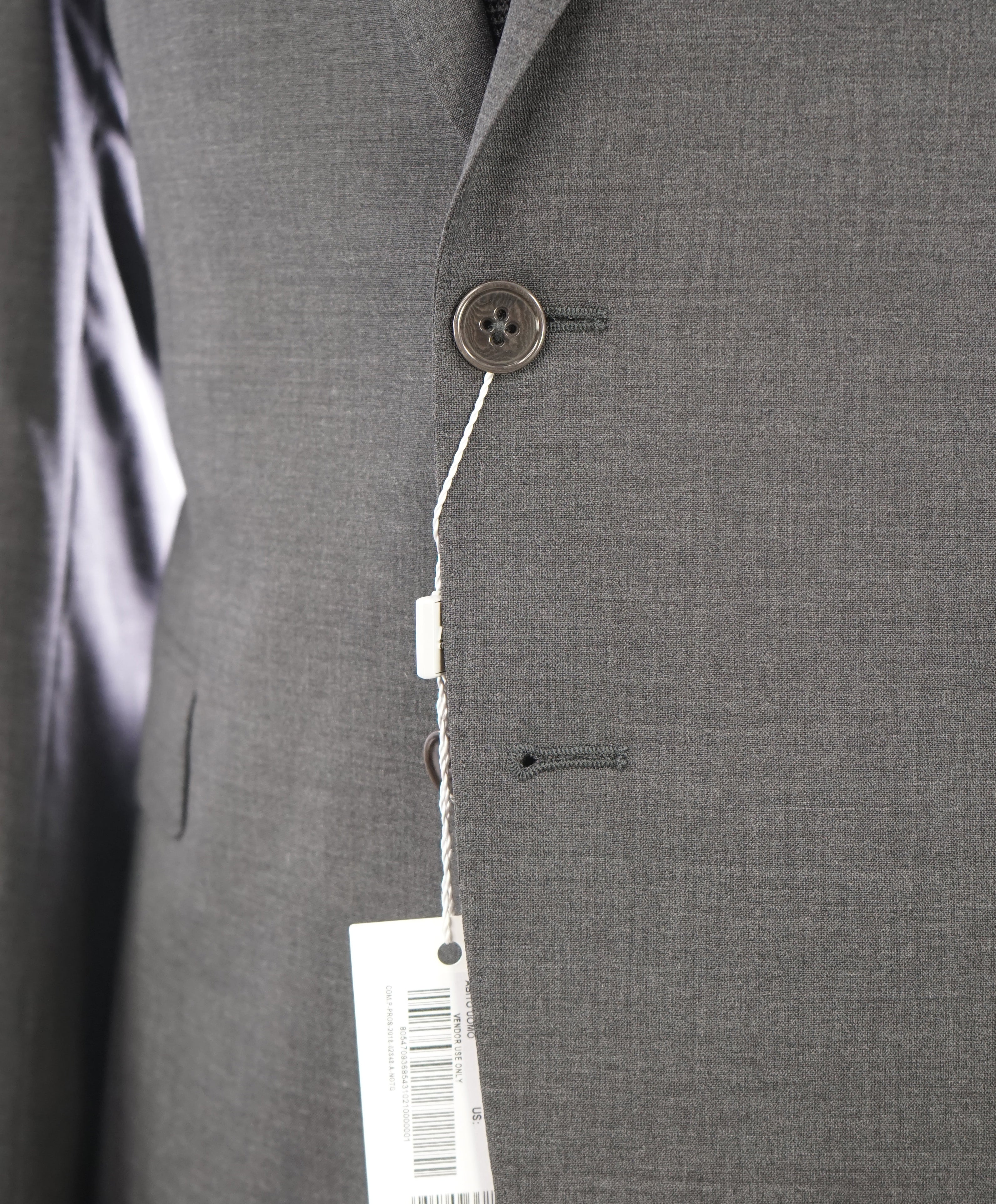 $1,895 ARMANI COLLEZIONI - Peak Lapel Charcoal Gray Suit "Slim Drop 8" - 38R