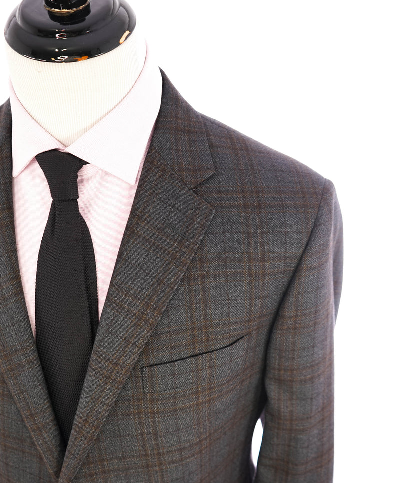 HICKEY FREEMAN - Gray & Brown Check Plaid WOOL Blazer - 46R