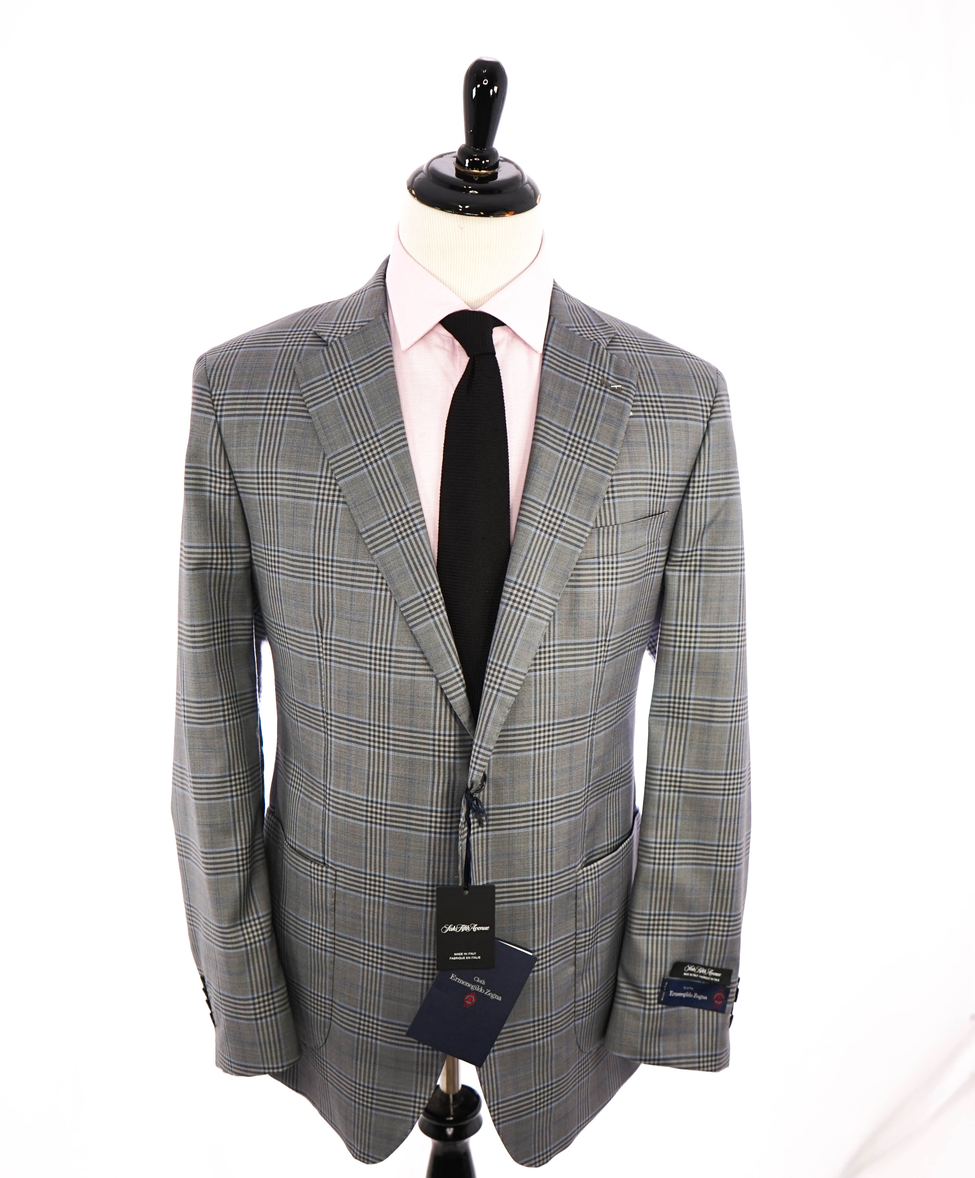 ERMENEGILDO ZEGNA - By SAKS FIFTH AVENUE Wool/Silk Check Blazer- 44L