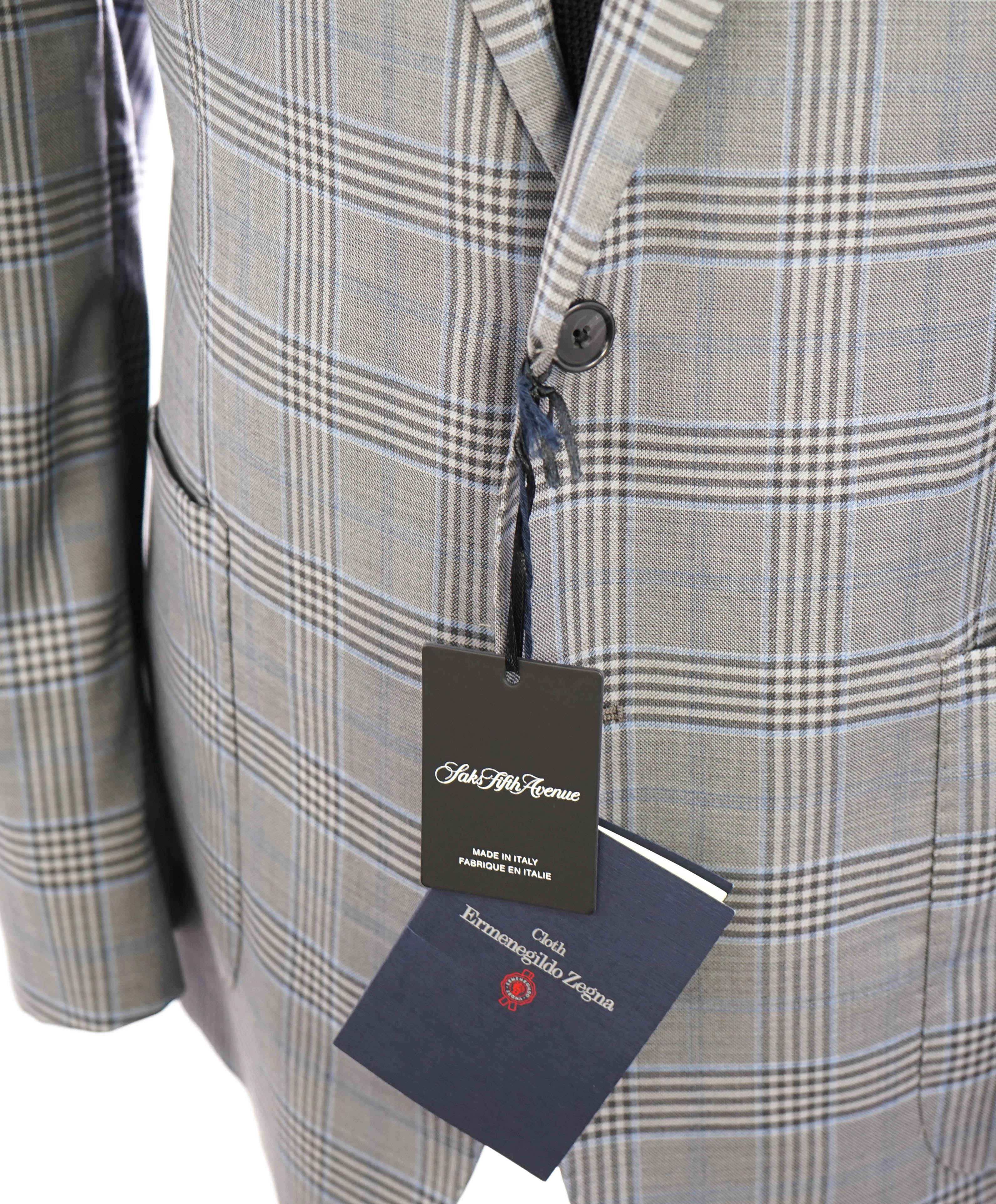 ERMENEGILDO ZEGNA - By SAKS FIFTH AVENUE Wool/Silk Check Blazer- 44L