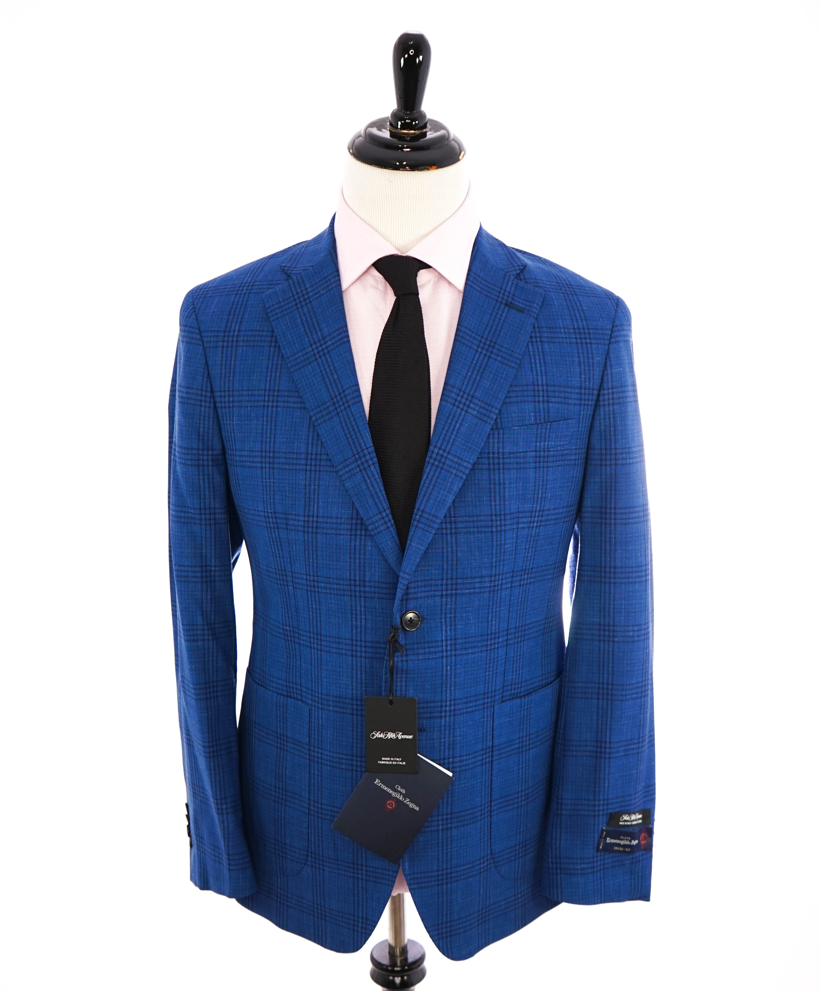 ERMENEGILDO ZEGNA - By SAKS FIFTH AVENUE Wool/Linen Check Blazer- 42L