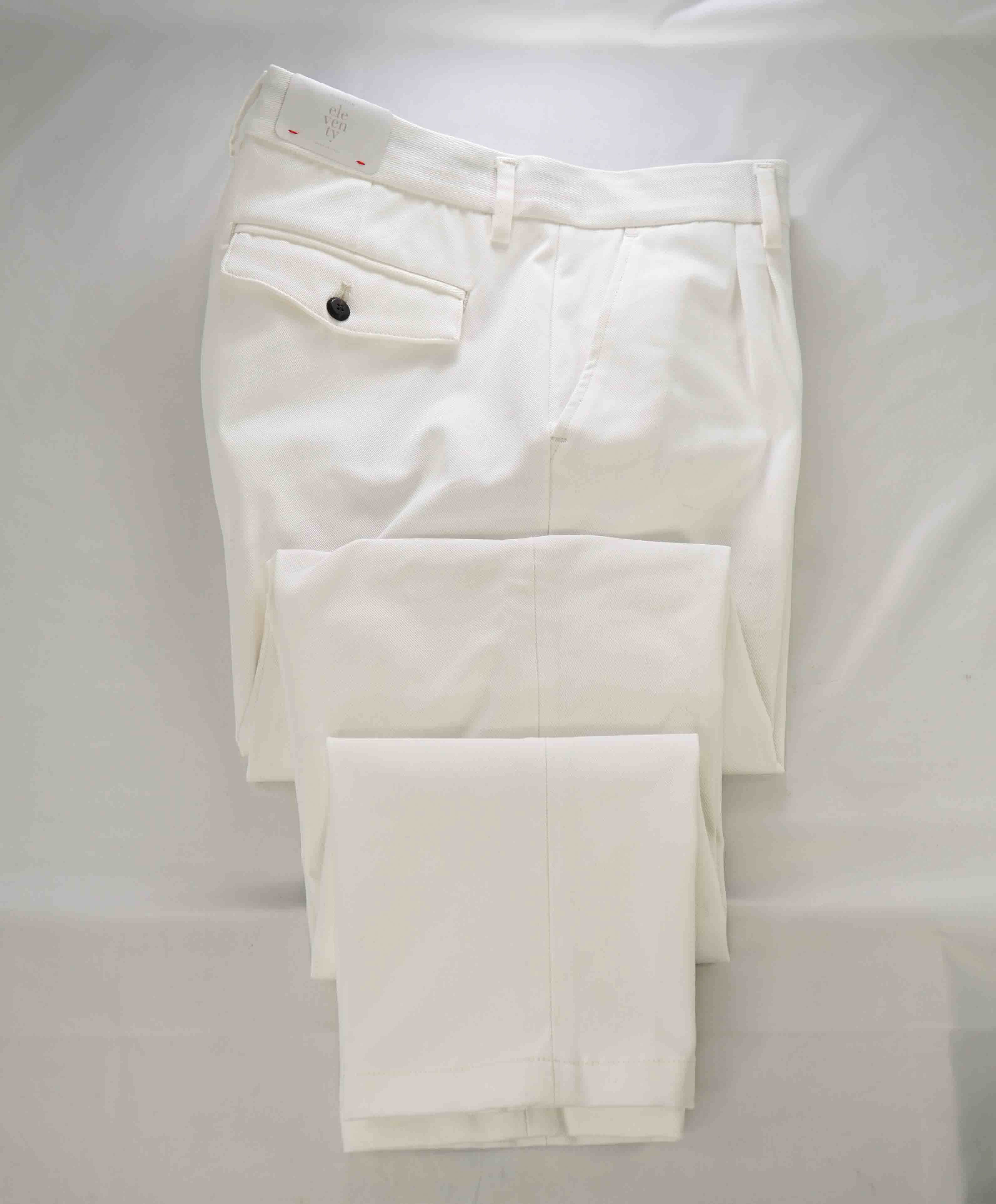 $575 ELEVENTY - Ivory/White Stretch Cotton Blend Dress/Casual Pants- 32W