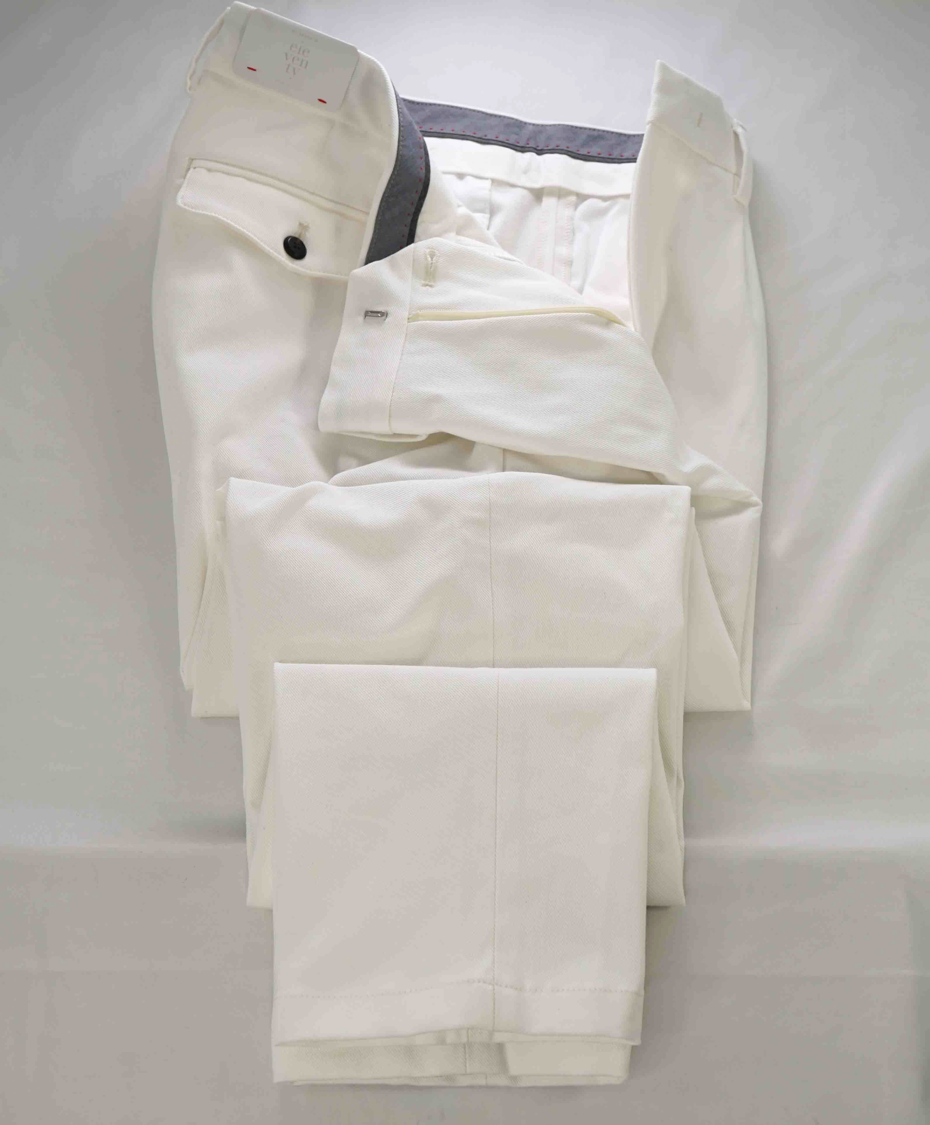 $575 ELEVENTY - Ivory/White Stretch Cotton Blend Dress/Casual Pants- 32W