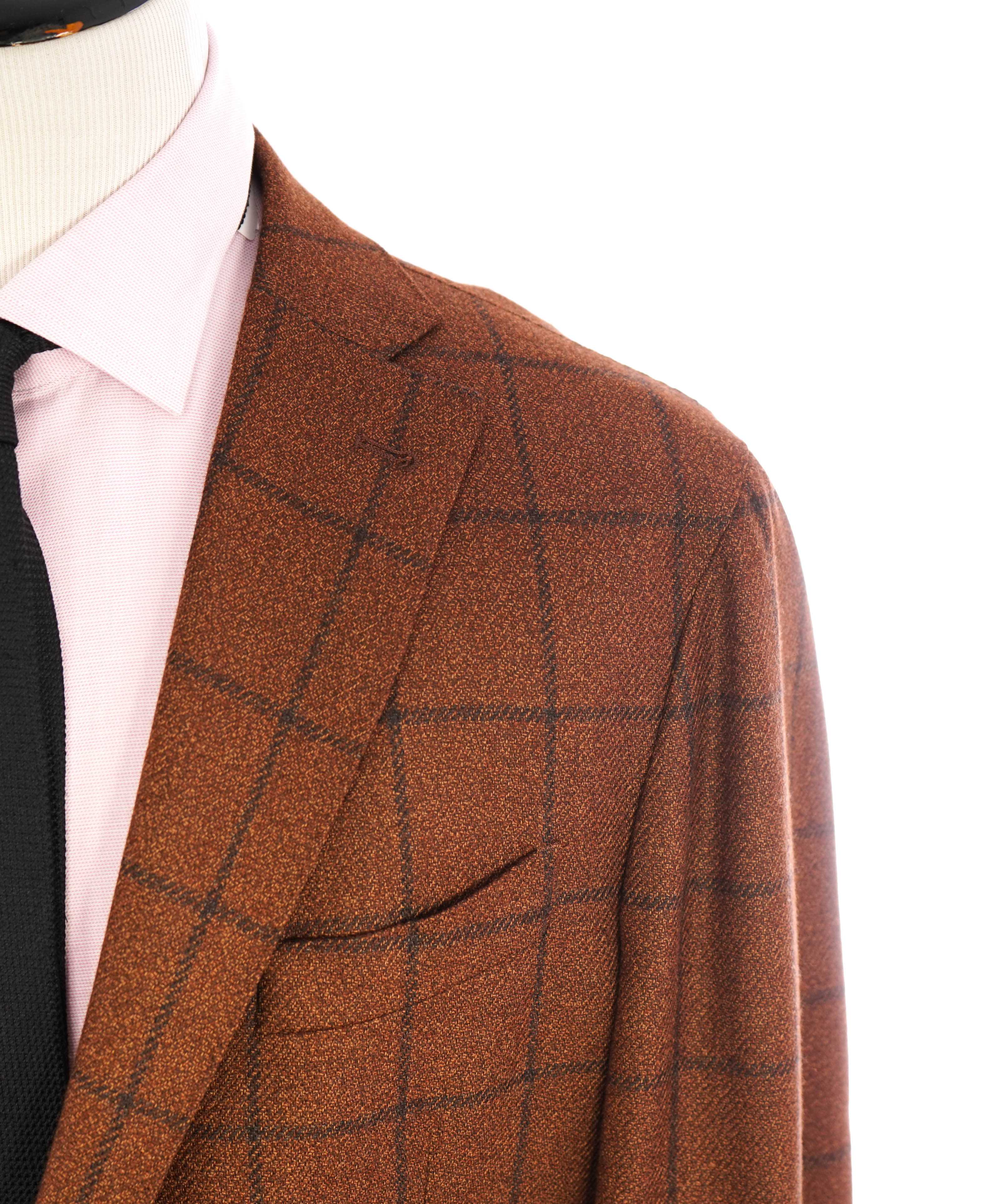 LORO PIANA - For SAKS FIFTH AVE “DREAM TWEED” Rust Check Blazer- 48R