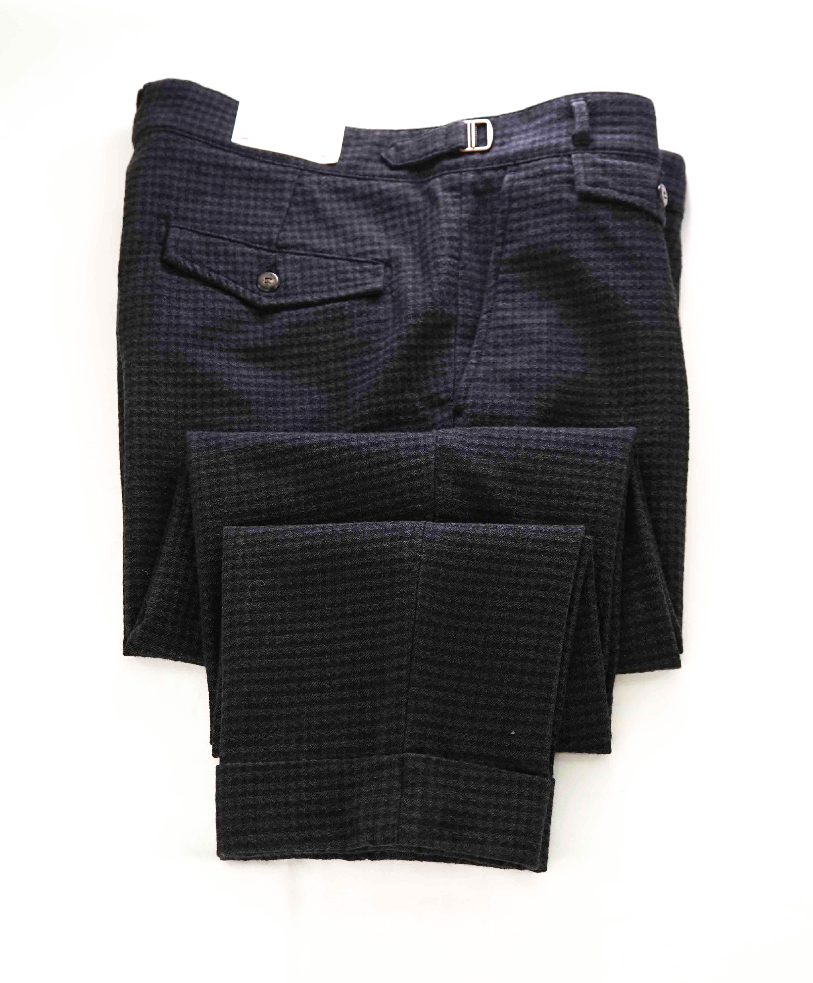 $745 ELEVENTY - *SIDE TAB* Cotton Houndstooth Belted Neapolitan Pants- 33W