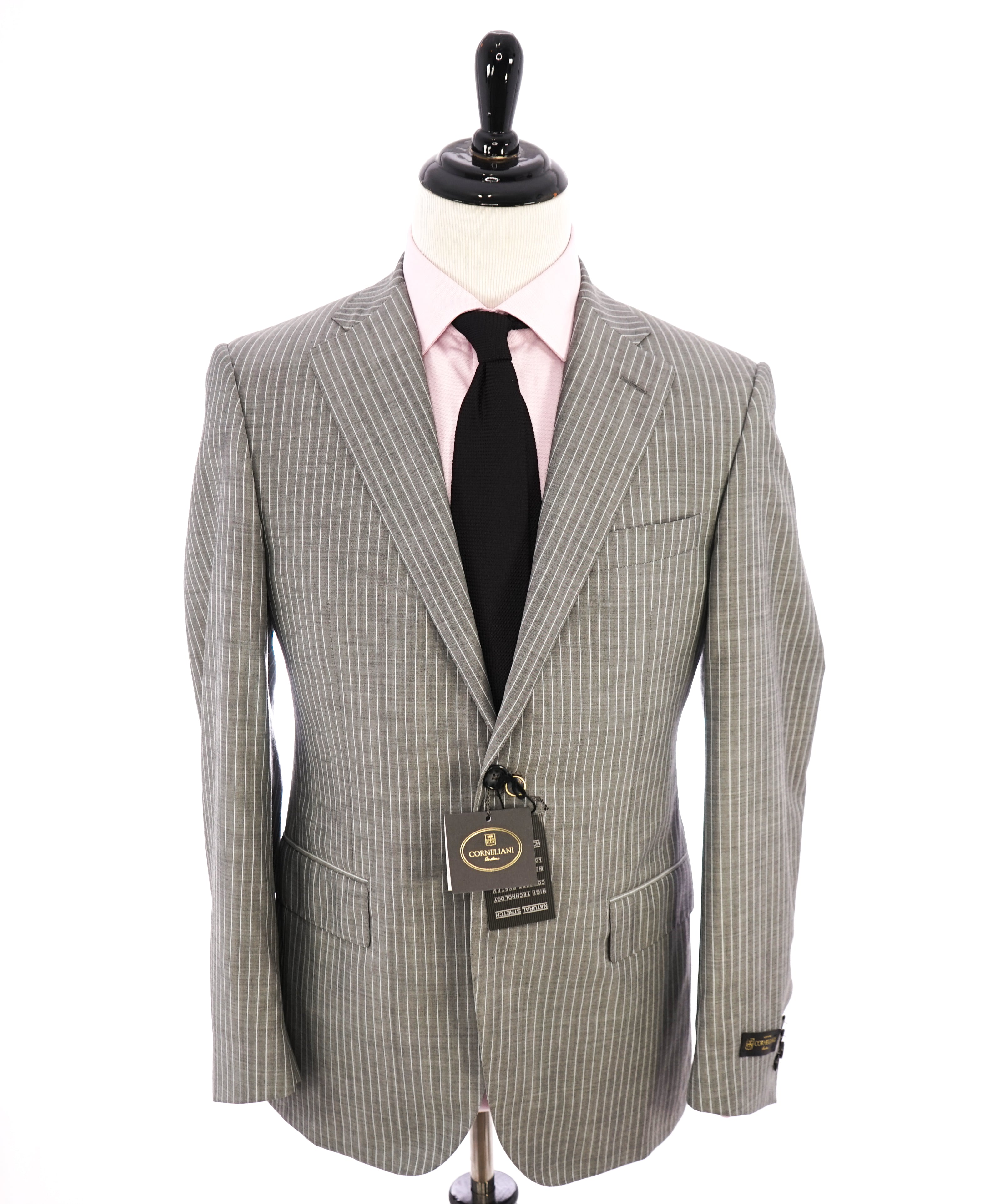 CORNELIANI - "Natural Stretch" LEADER Gray Chalk Stripe Suit - 38R