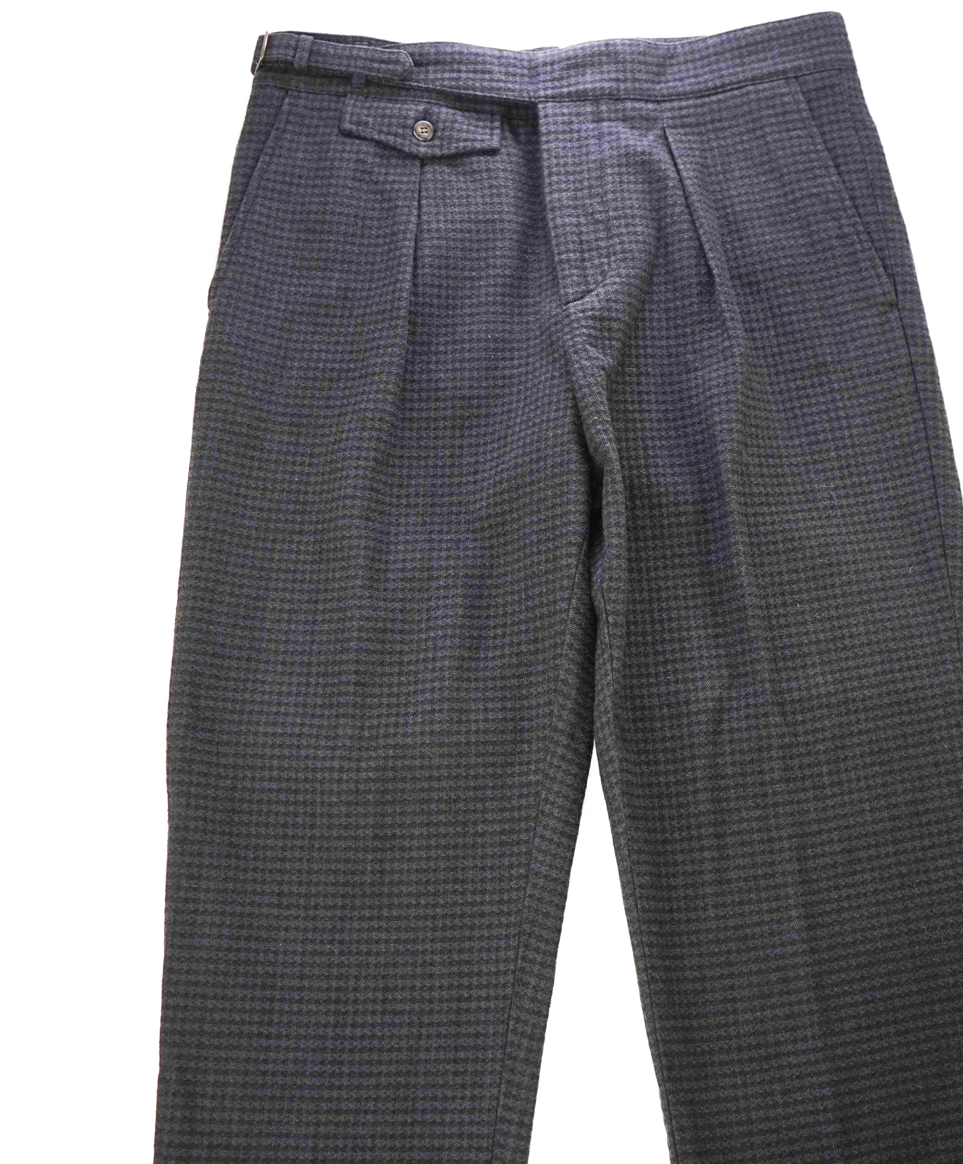 $745 ELEVENTY - *SIDE TAB* Cotton Houndstooth Belted Neapolitan Pants- 33W