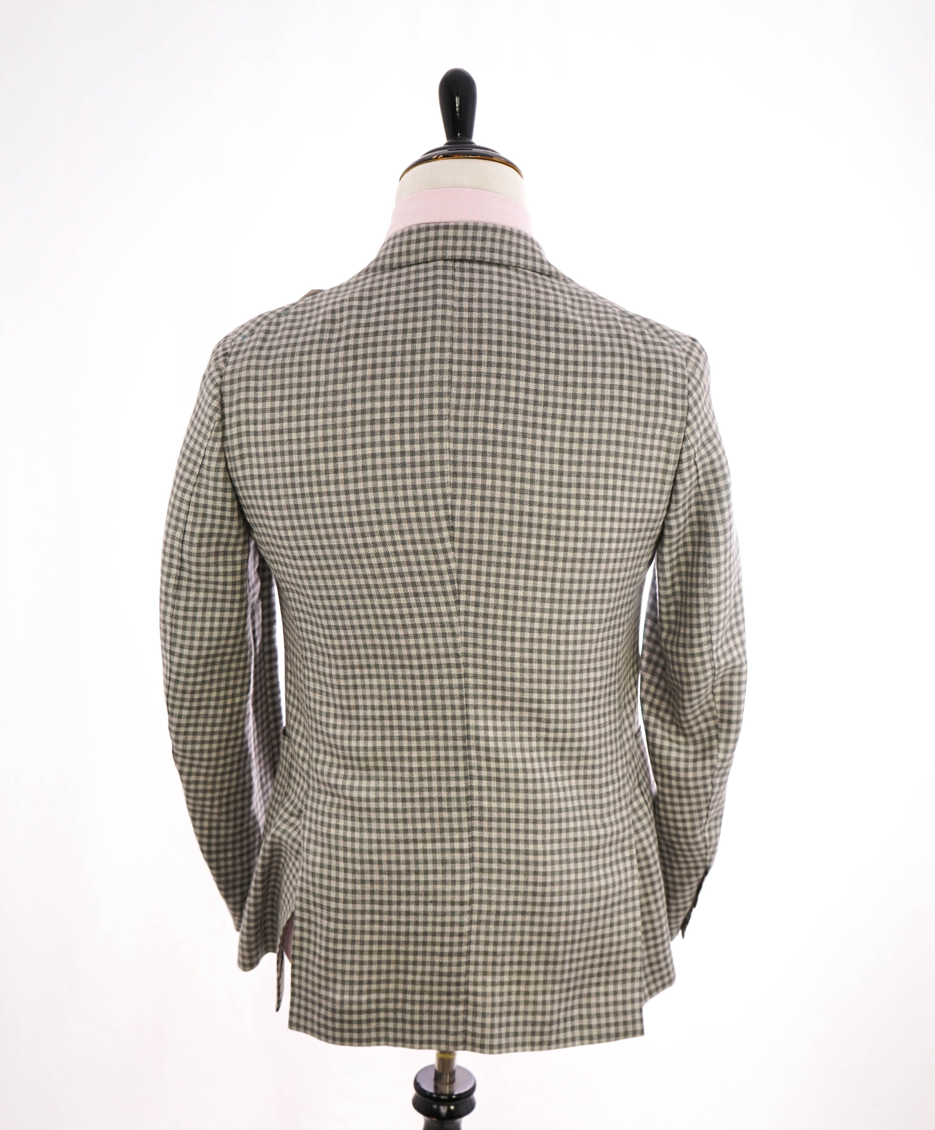 EIDOS - Unlined Gray/Ivory Gingham PATCH POCKET 2/3 Roll Lapel Blazer - 38R