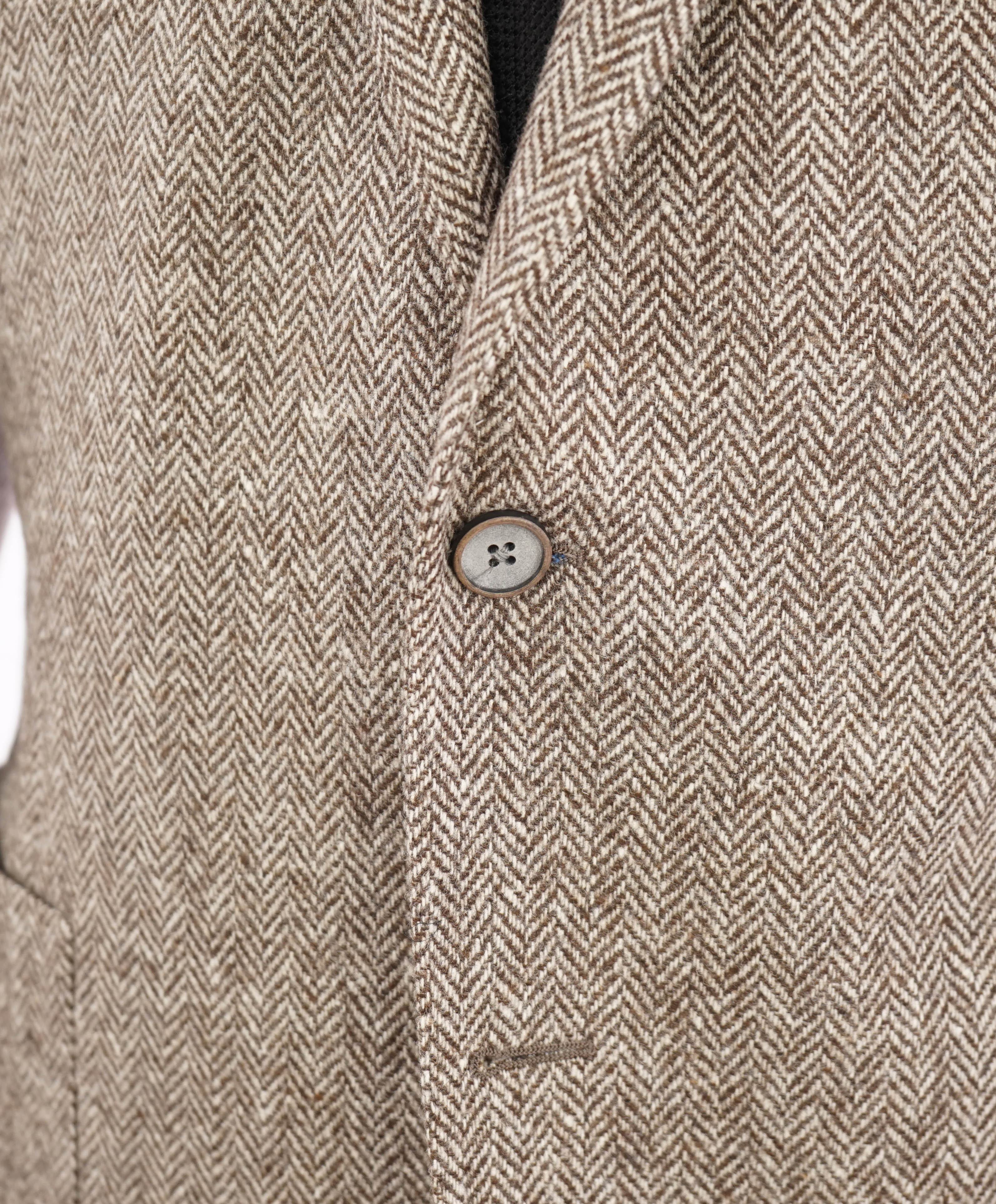 HICKEY FREEMAN - Brown HERRINGBONE Flannel Semi-Lined Blazer - 46R