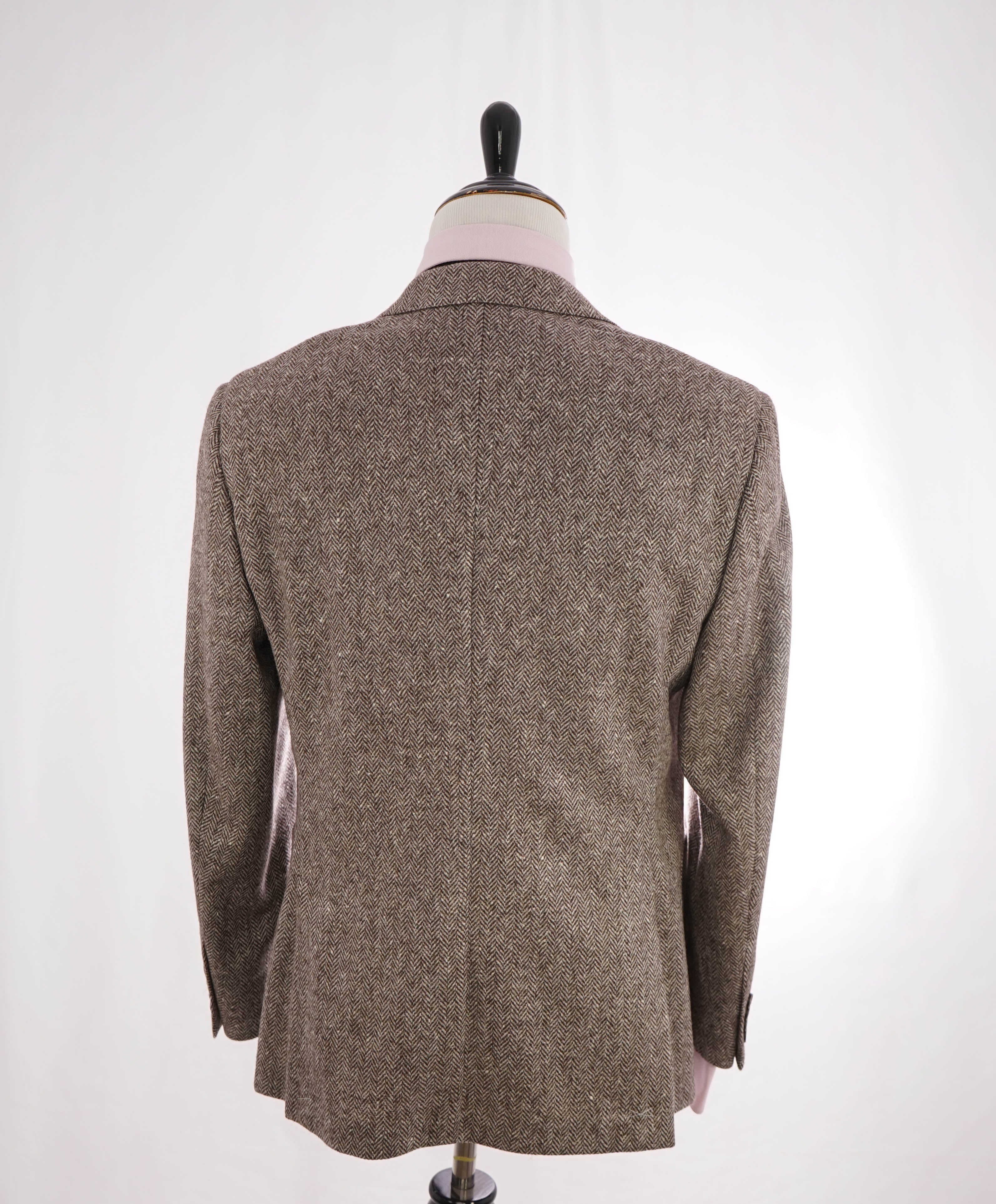 HICKEY FREEMAN - Brown HERRINGBONE Flannel Semi-Lined Blazer - 46R