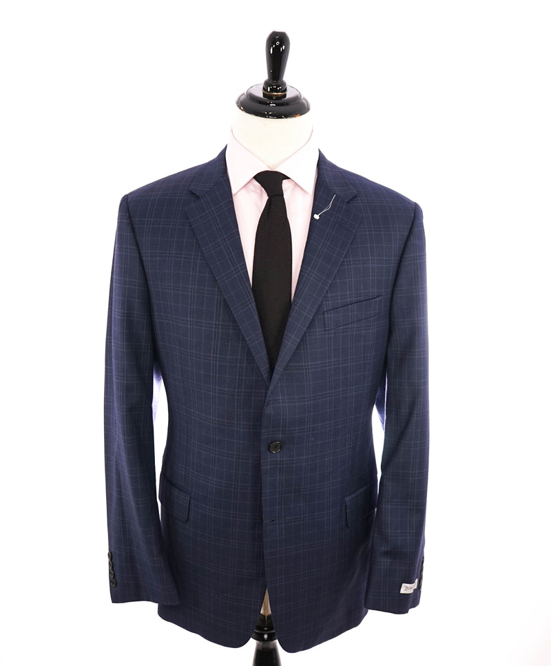 HICKEY FREEMAN - Blue Plaid Check All Season Weight Wool Blazer - 46L